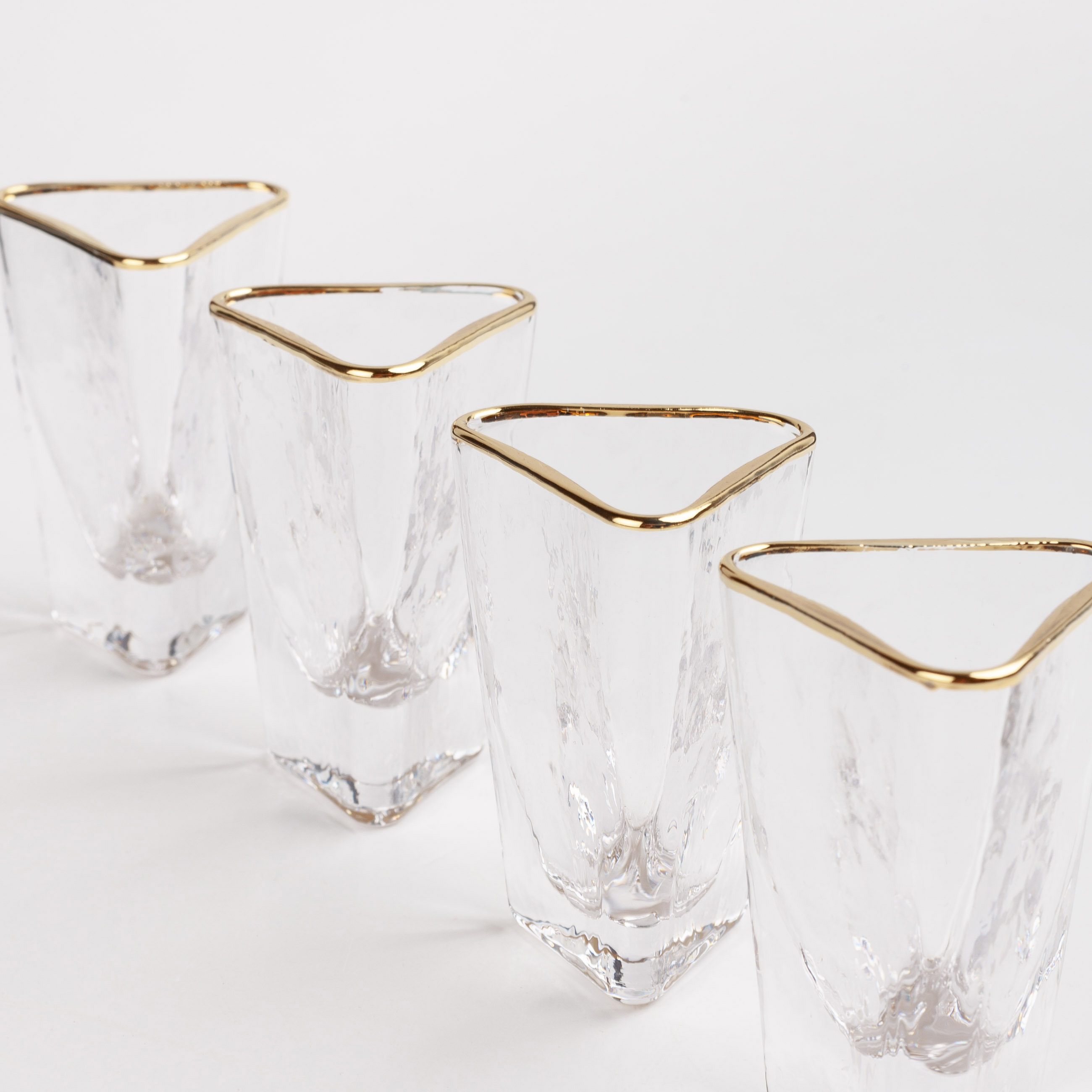 Стопка для водки, 40 мл, 4 шт, стекло, золотистый кант, Triangle Gold