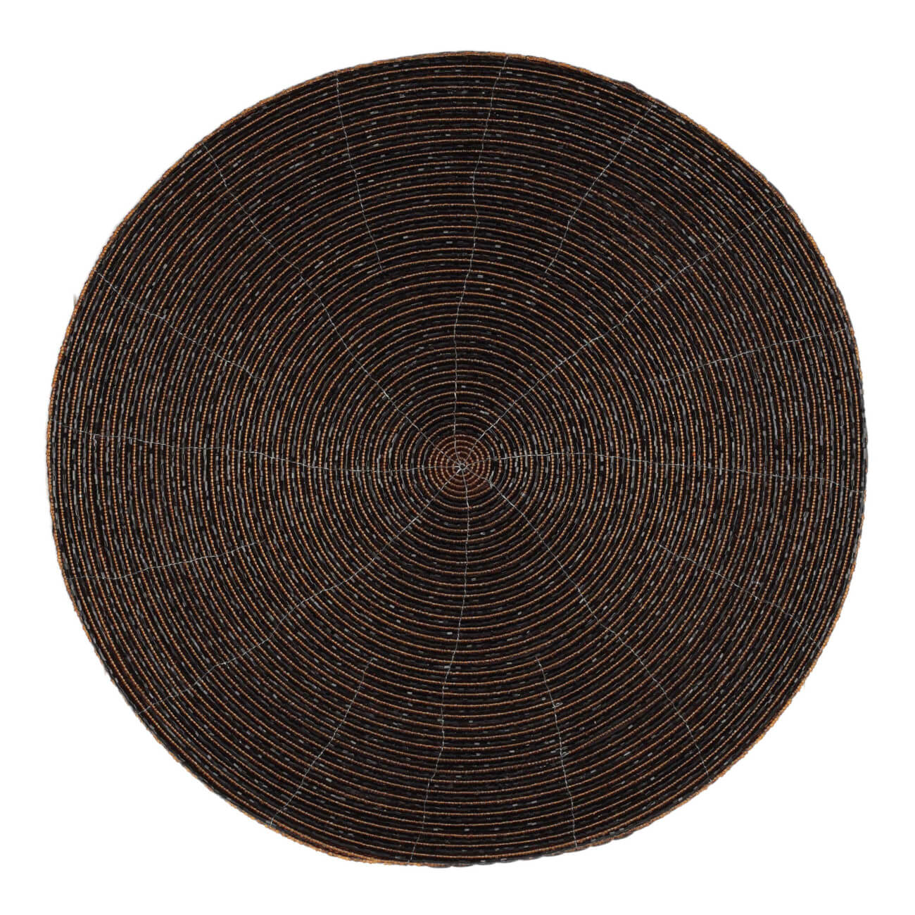 Салфетка под приборы, 36 см, бисер, круглая, черно-бронзовая, Rotation beads изображение № 1
