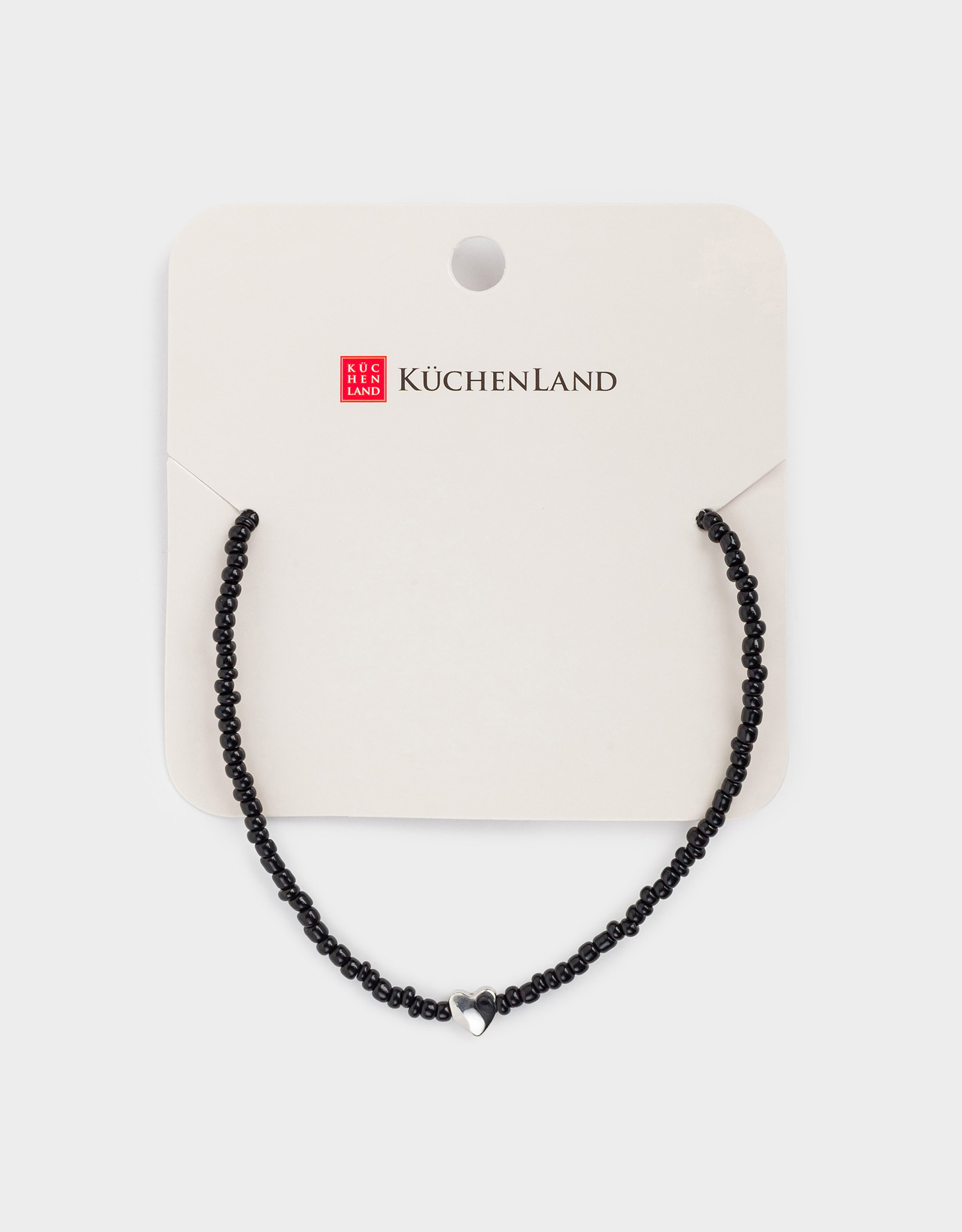 Цепочка, 44 см, с подвеской, стекло/металл, черная, Сердце, Jewelry black, image-4