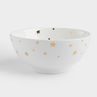 Салатник, 15х7 см, 600 мл, фарфор P, белый, Золотистые звезды, Starlight ,image-0