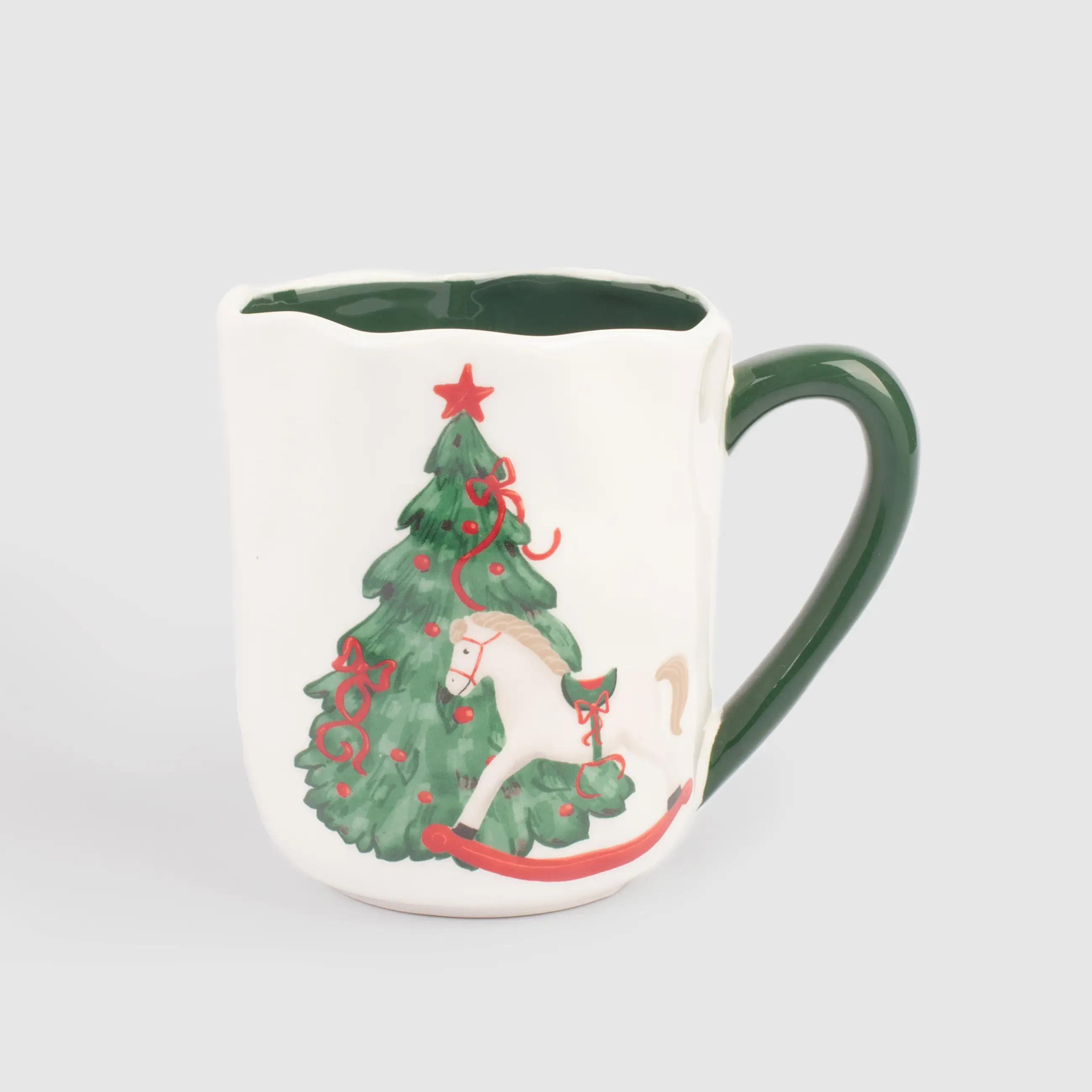Кружка, 580 мл, керамика, Лошадка с елкой, Сhristmas green