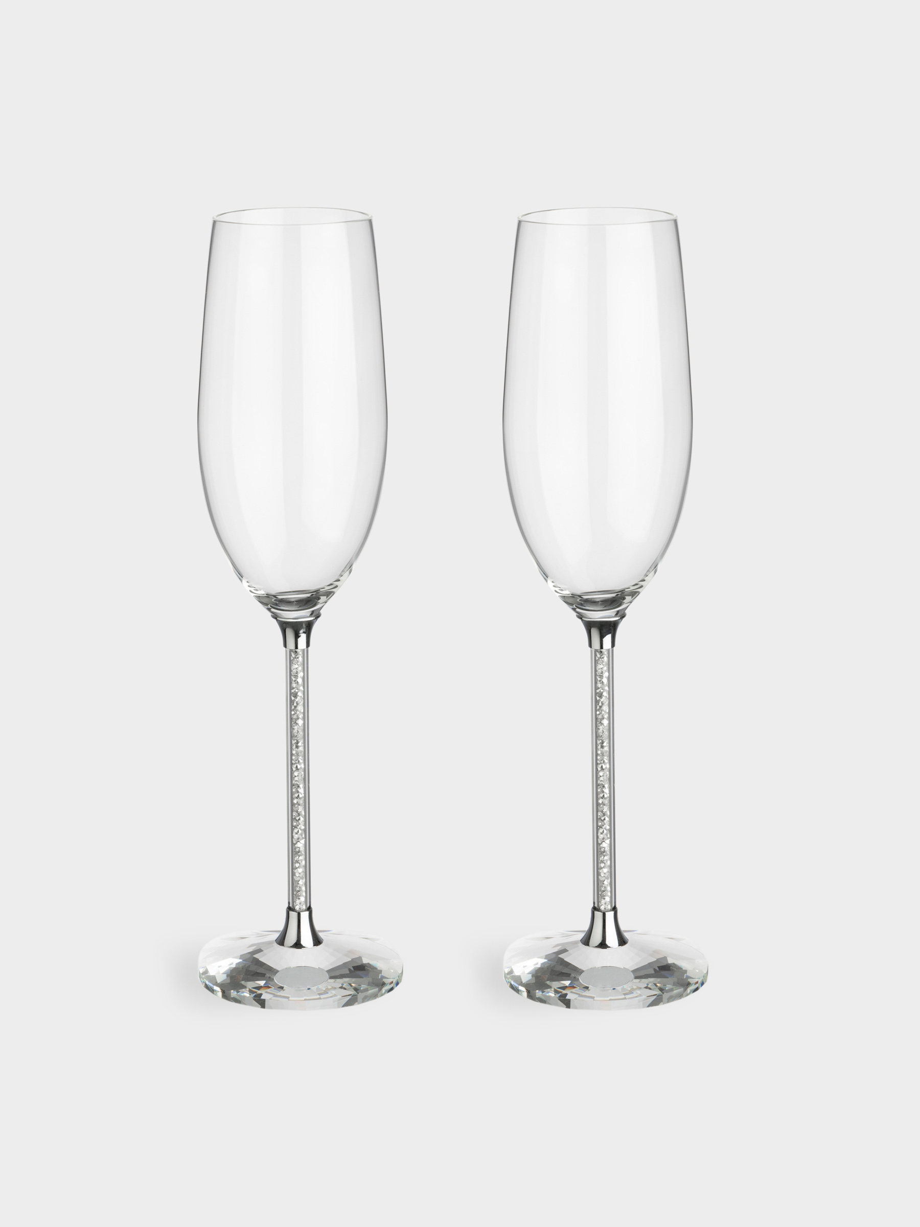 Бокал для шампанского, 220 мл, 2 шт, стекло/стразы, Серебристые кристаллы, Diamond, image-0
