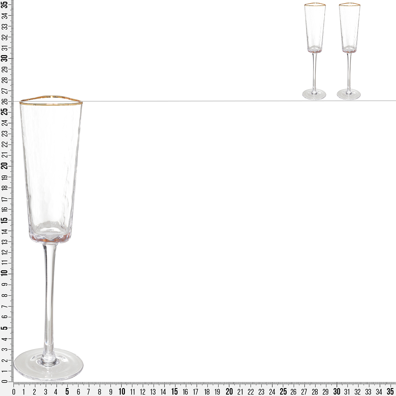 Бокал для шампанского, 160 мл, 2 шт, стекло, с золотистым кантом, Triangle Gold изображение № 3