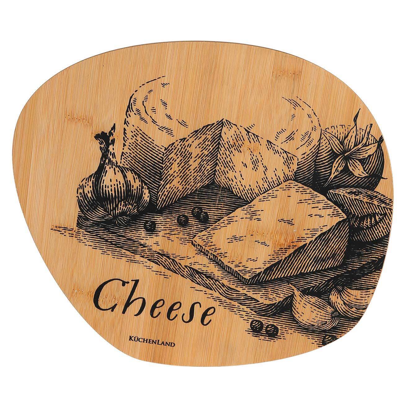 Доска разделочная, 30x26 см, бамбук, неровный круг, Cheese изображение № 1