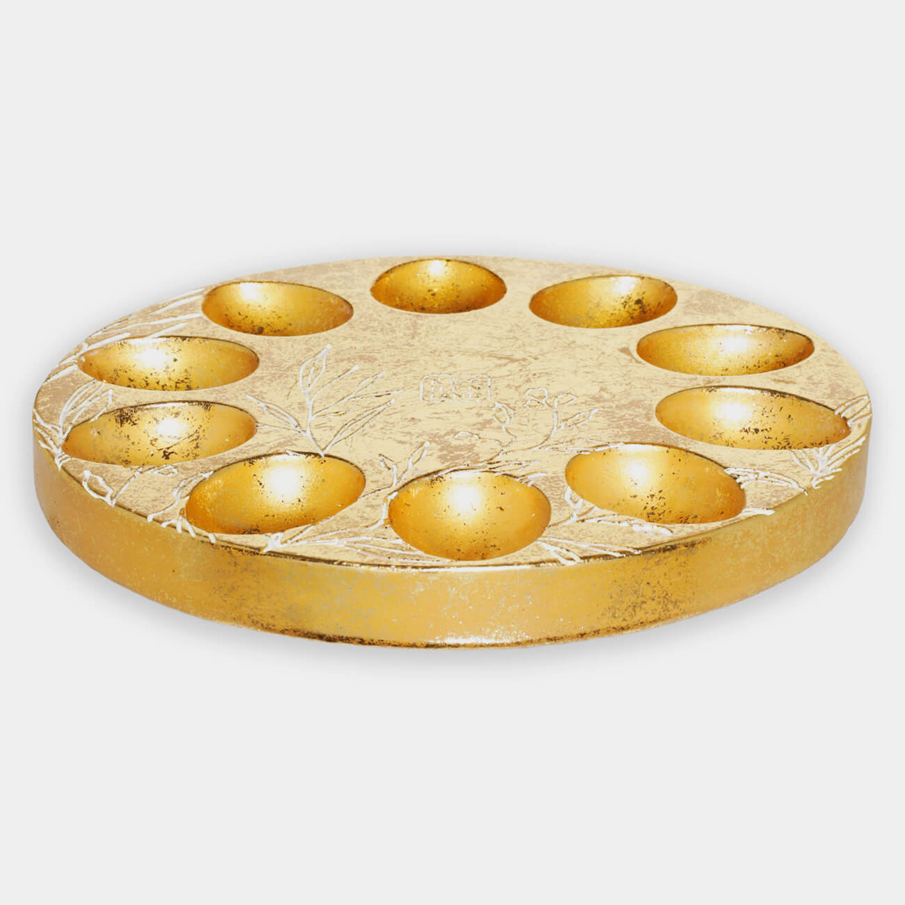 

Блюдо пасхальное, 23 см, 10 отд, полирезин, золотистое, Узор, Easter gold