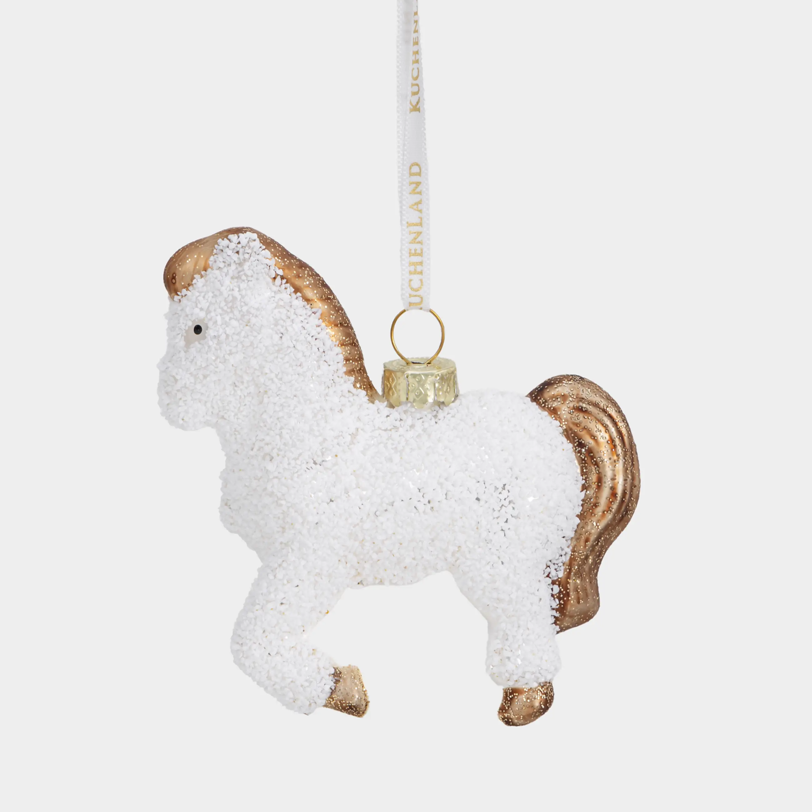 Игрушка елочная, 9 см, стекло, с блестками, белая, Лошадка, Figure sparkle