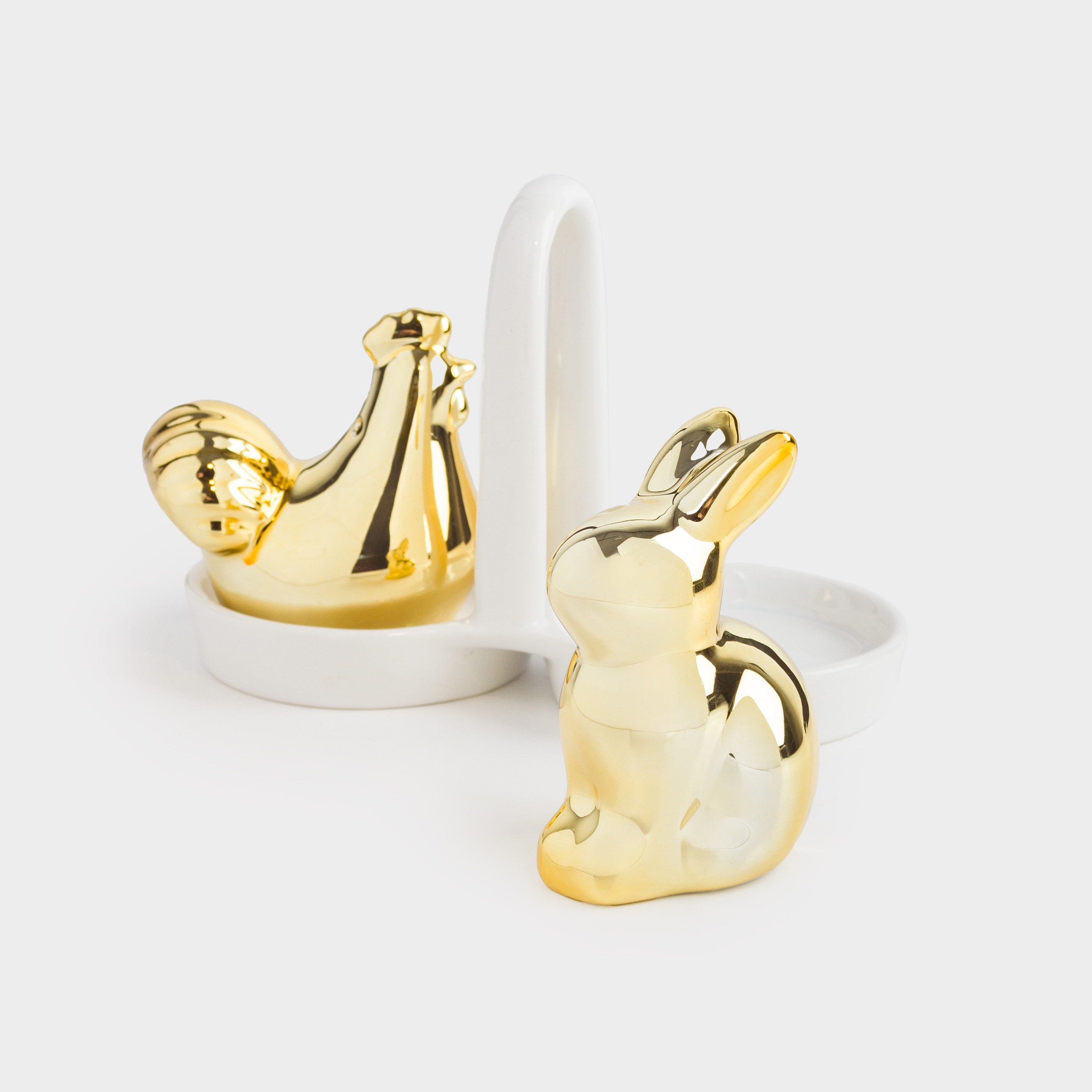 Набор для соли и перца, 16 см, на подставке, керамика, золотисто-белый, Easter gold, image-3