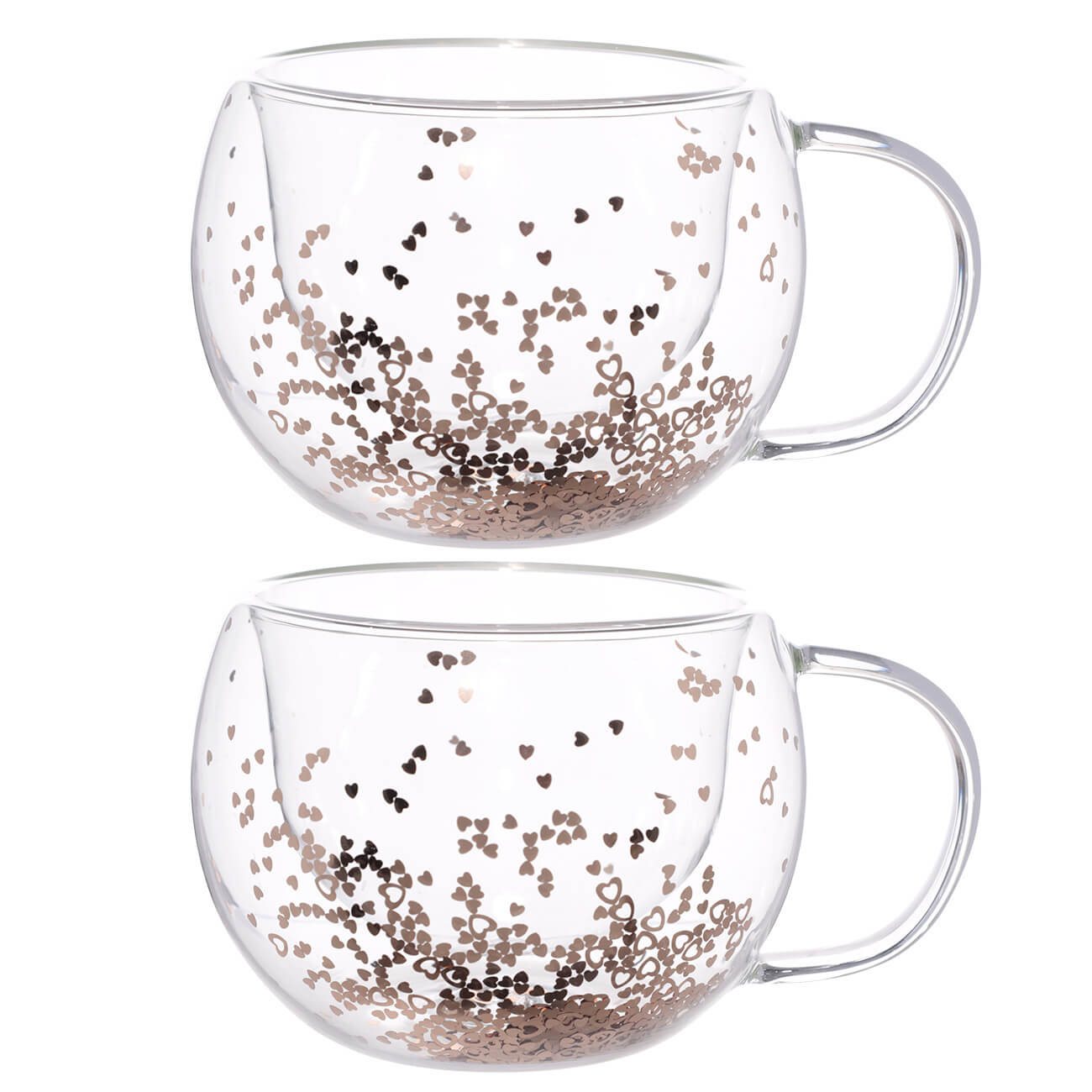 

Кружка, 270 мл, 2 шт, стекло Б, с золотистыми сердечками, Air sparkly