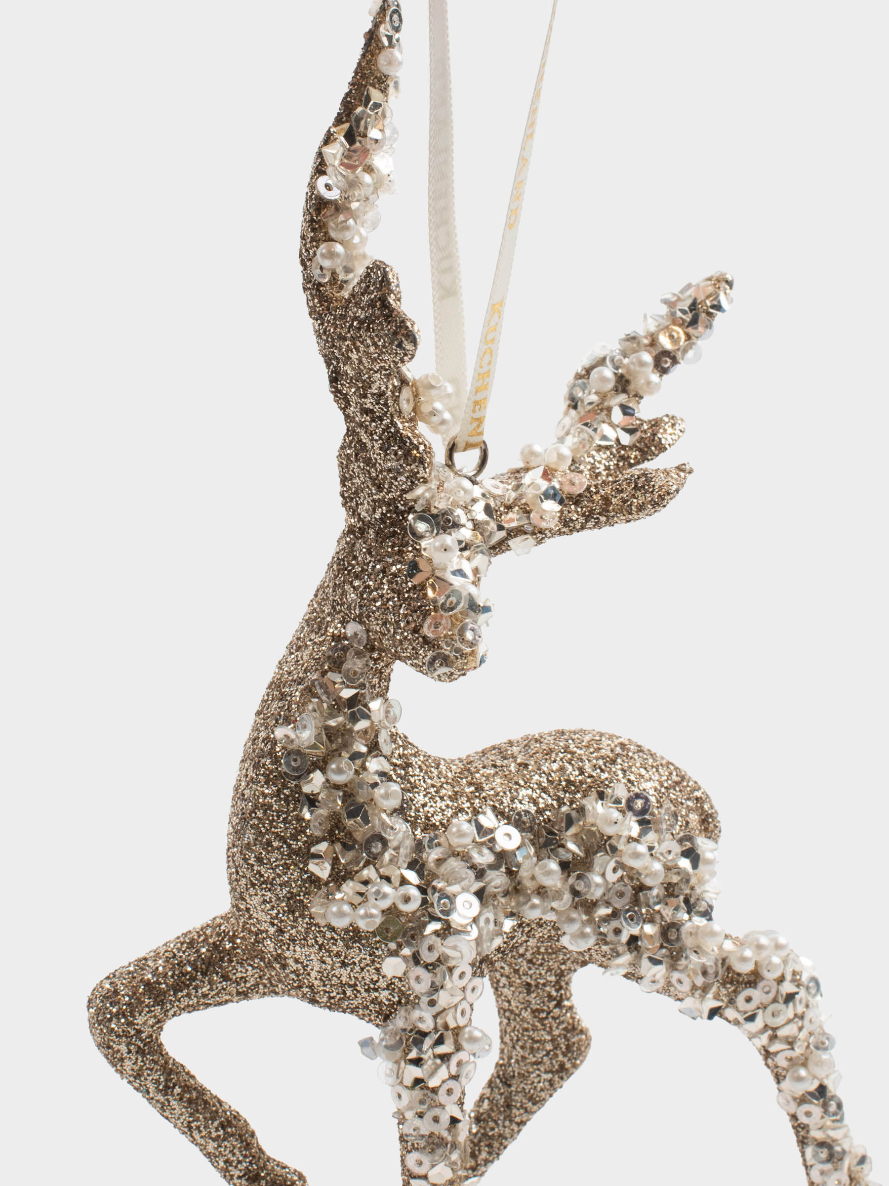 Игрушка елочная, 15 см, пенопласт/пластик, золотистая, Олень, Figure sparkle, image-1