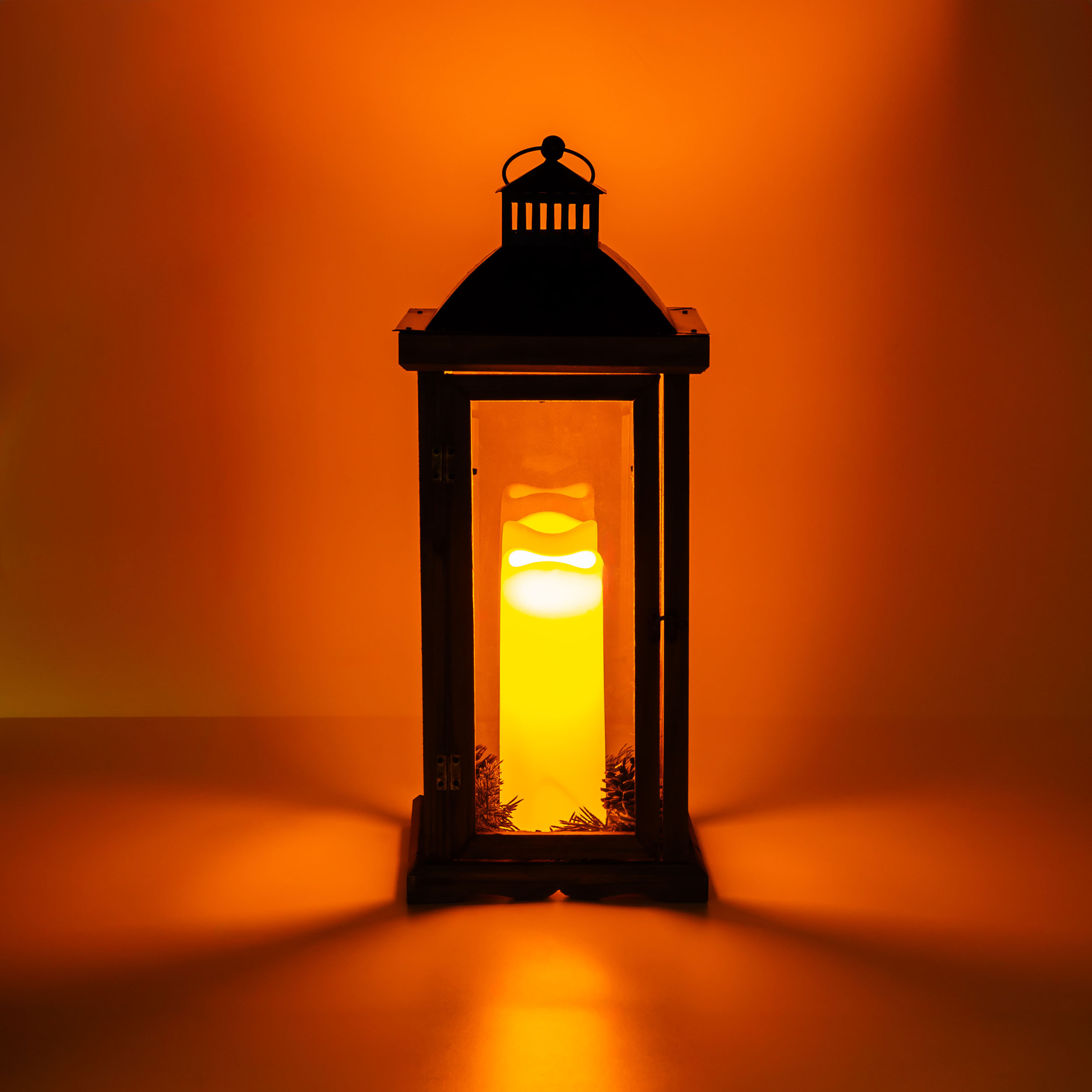 Светильник декоративный, 55 см, МДФ, Фонарь со свечой, Wood style, image-4