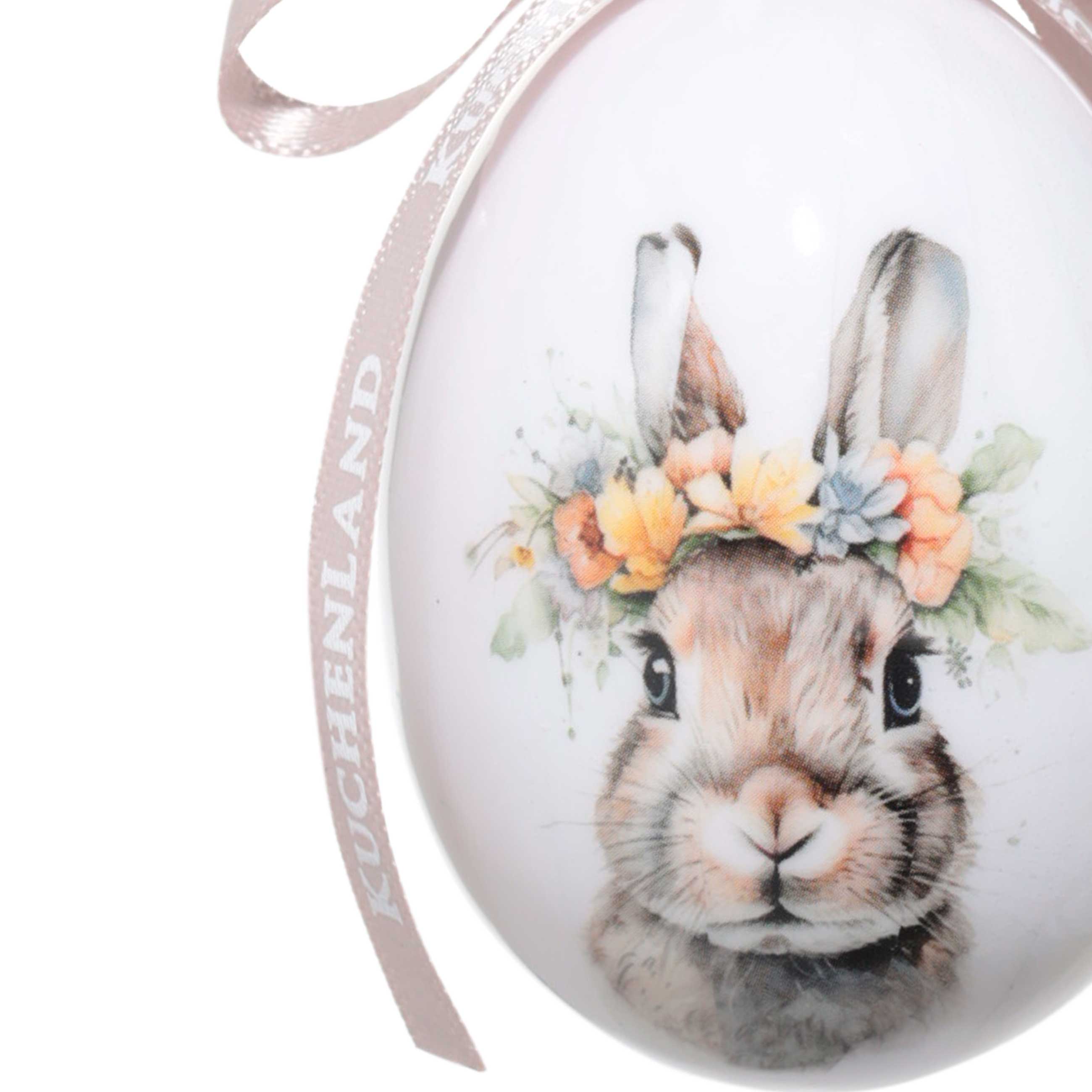 Подвеска, пасхальное яйцо, 6 см, пенопласт, Кролик в венке, Easter изображение № 2