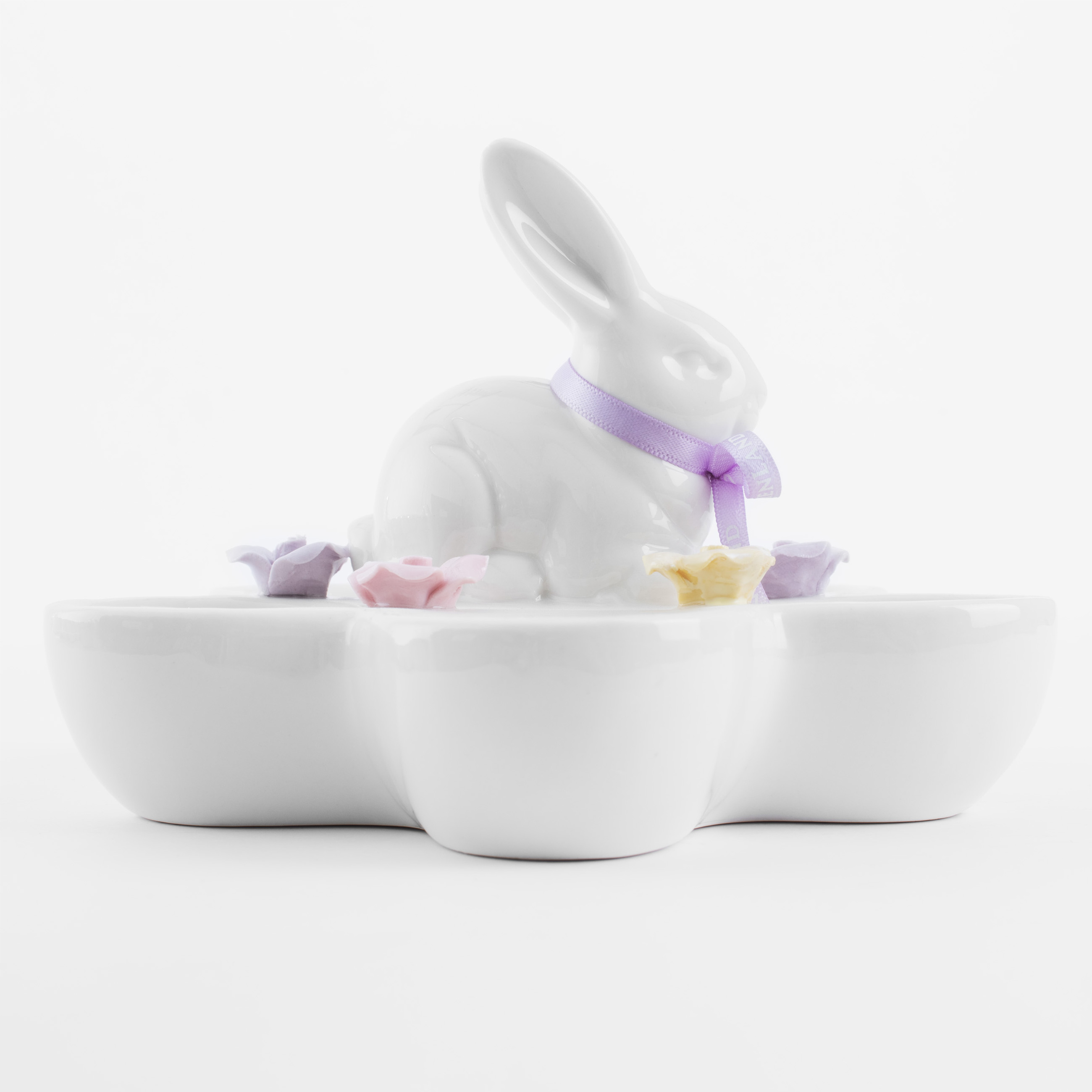Блюдо пасхальное, 15х10 см, 5 отд, фарфор P, белое, Кролик с цветами, Pure Easter изображение № 2