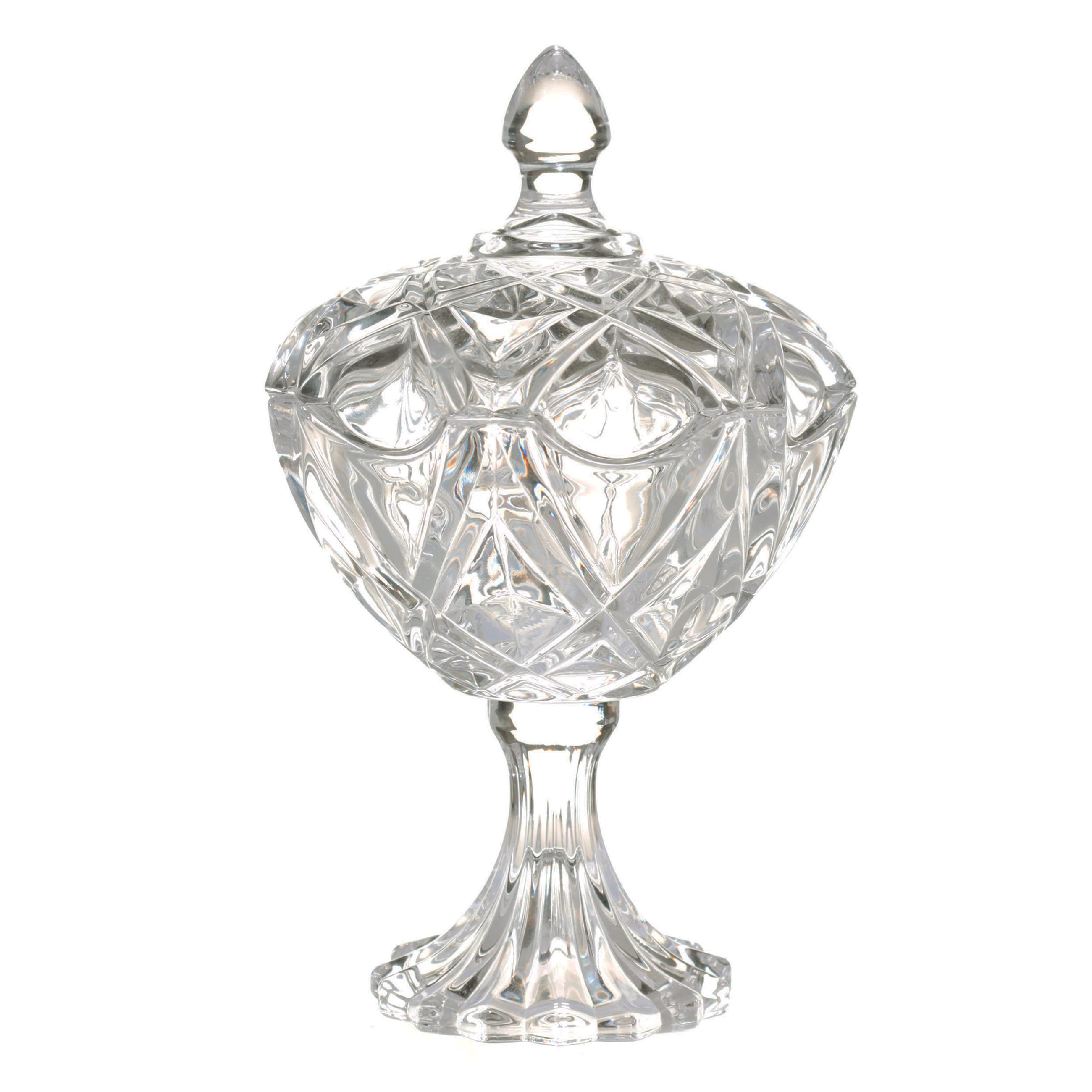 Конфетница, 21х12 см, на ножке, с крышкой, стекло Р, Цветок, Villari, image-0