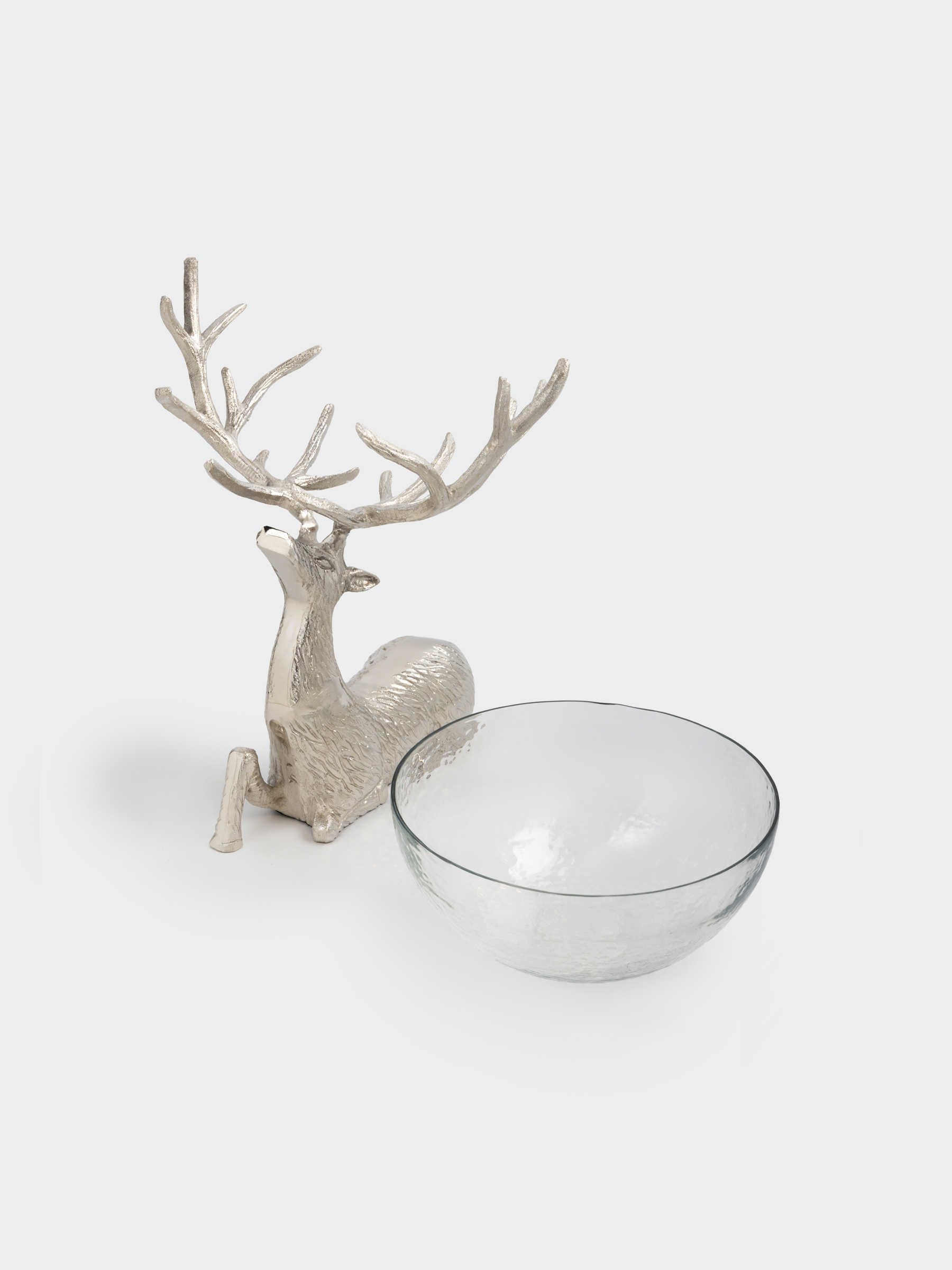 Ваза для фруктов, 26x38 см, на ножке, стекло/металл, серебристая, Олень, Arctic deer, image-4