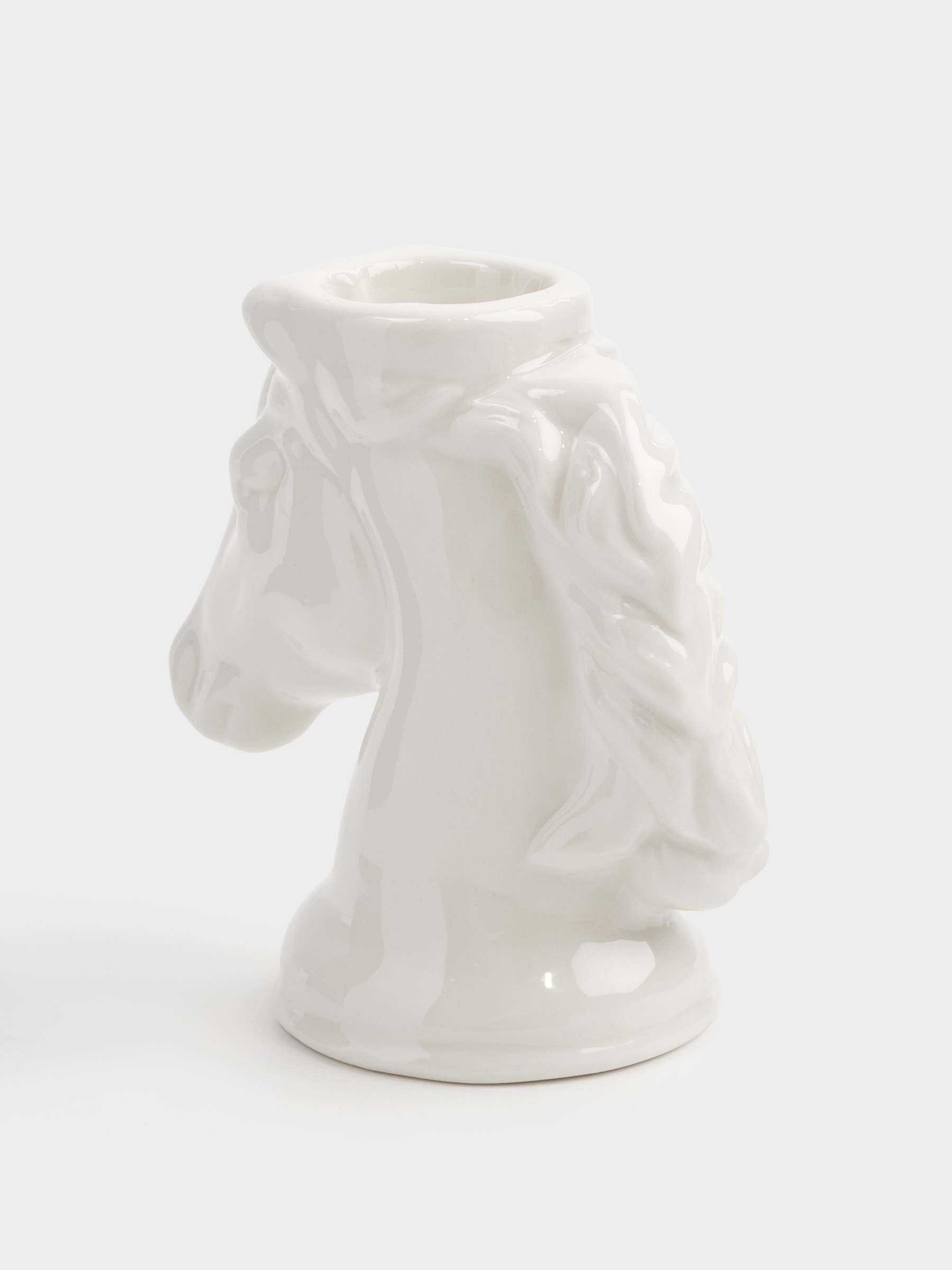 Подсвечник, 9 см, для тонкой свечи, фарфор P, молочный, Голова коня, Horse white, image-2