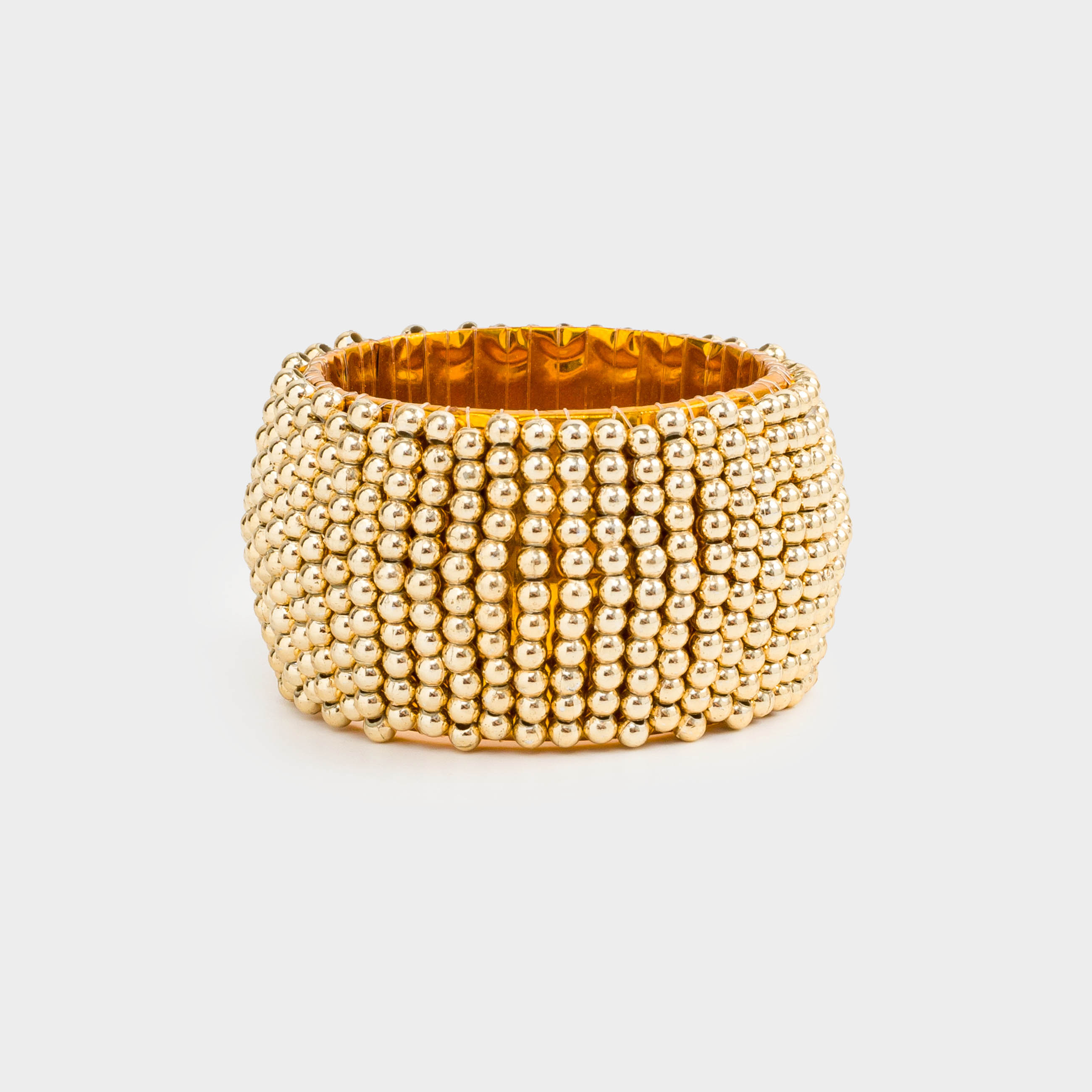 Кольцо для салфеток, 5 см, 2 шт, бисер, круглое, золотистое, Shiny beads, image-4