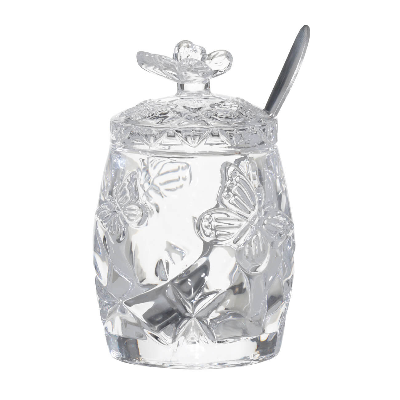 

Сахарница, 10 см, 130 мл, с ложкой, стекло/сталь, Бабочка, Butterfly