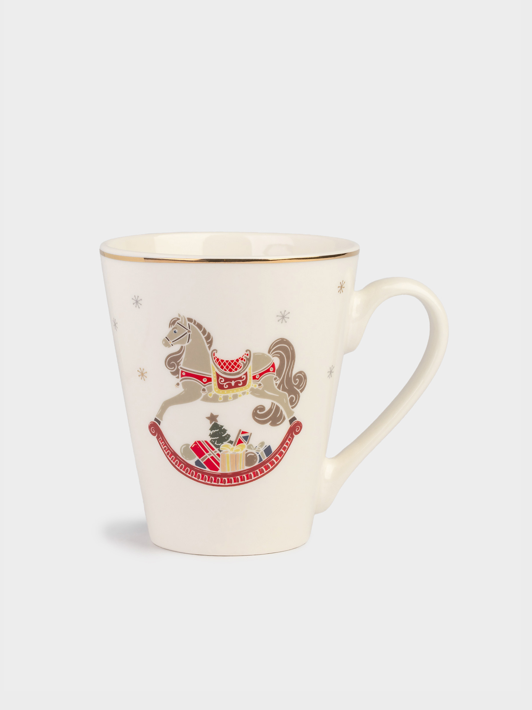Кружка, 250 мл, фарфор N, белая, Лошадка с подарками, Horse christmas, image-0