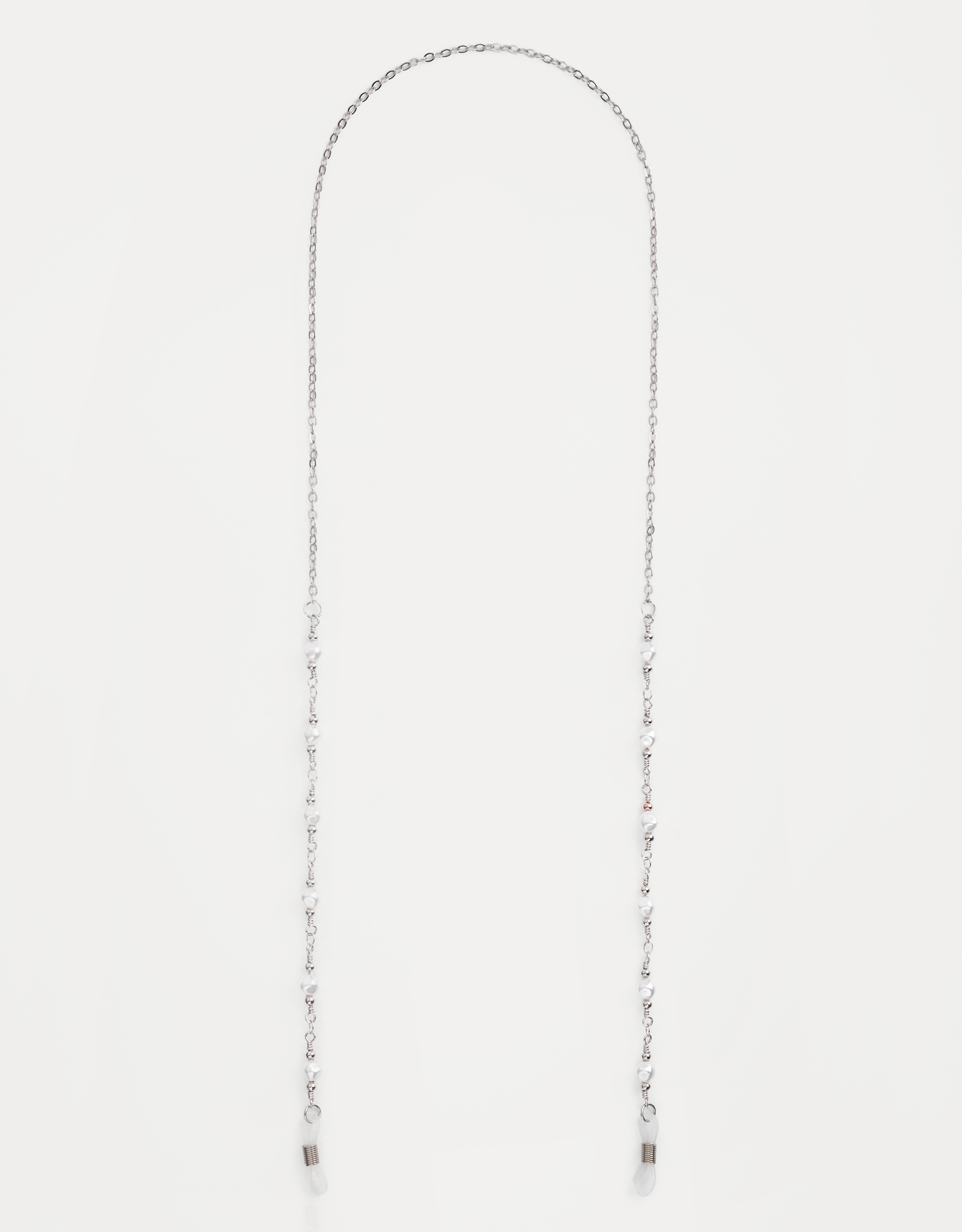 Цепочка для очков, 75 см, металл/пластик, бело-серебристая, Жемчуг, Baroque, image-0