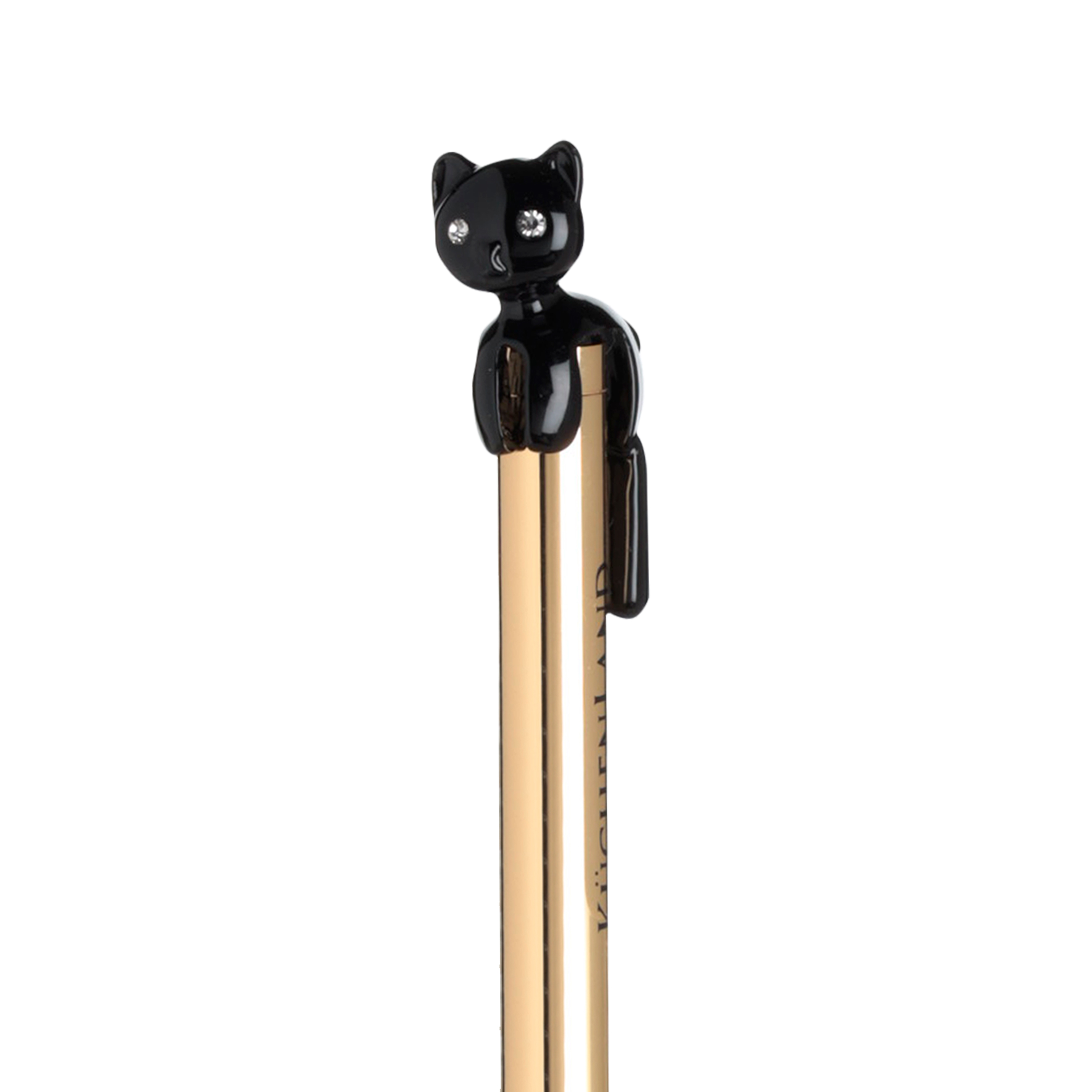 Ручка шариковая, 14 см, с фигуркой, металл, золотистая, Черный кот, Draw figure изображение № 3