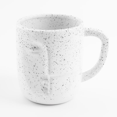 Кружка, 420 мл, керамика, белая, в крапинку, Лицо, Face speckled ,image-0