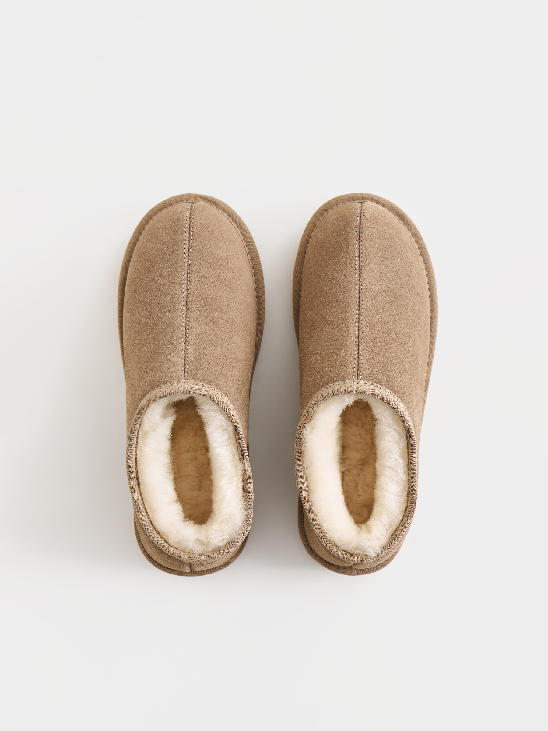 Угги женские, р. 37, с открытой пяткой, замша/шерсть, бежевые, Suede, image-1