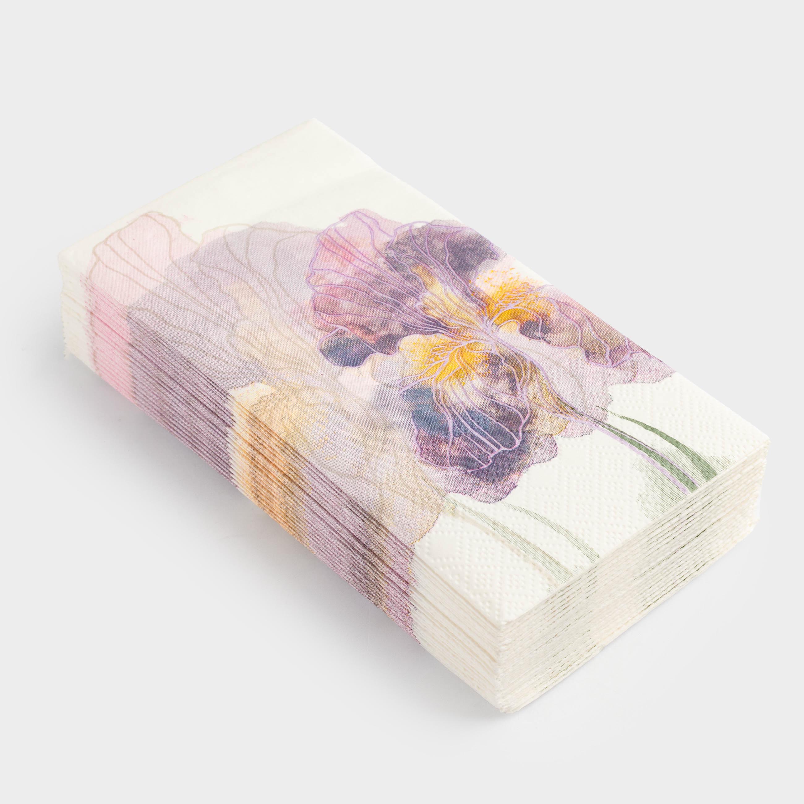 Салфетки бумажные, 33х33 см, 20 шт, прямоугольные, белые, Ирис, Iris garden, image-0