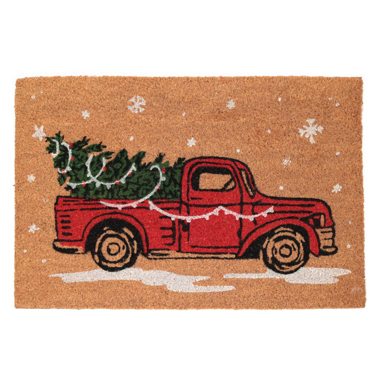 

Коврик придверный, 40х60 см, кокос/ПВХ, бежевый, Машина с елкой, Red car