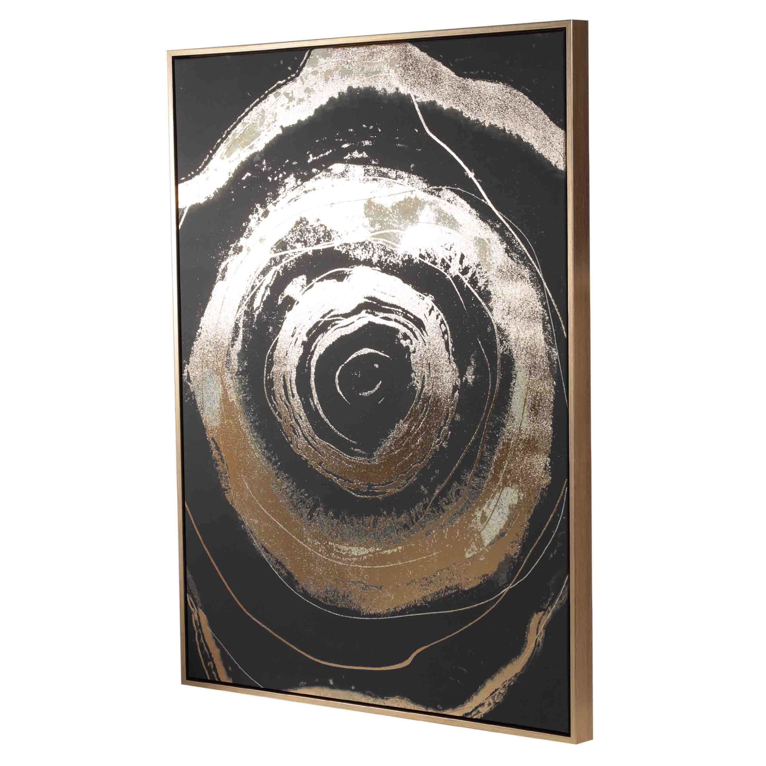 Картина в раме, 75х100 см, холст, черно-золотистая, Круги, Abstract изображение № 2