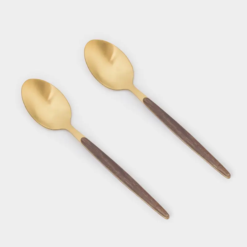Ложка чайная, 2 шт, сталь/пластик, золотисто-коричневая, матовая, Oslo gold ,image-0