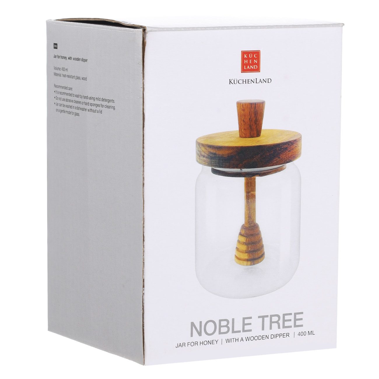 Банка для меда, 400 мл, с ложкой, стекло Б/дерево, Noble tree, image-3