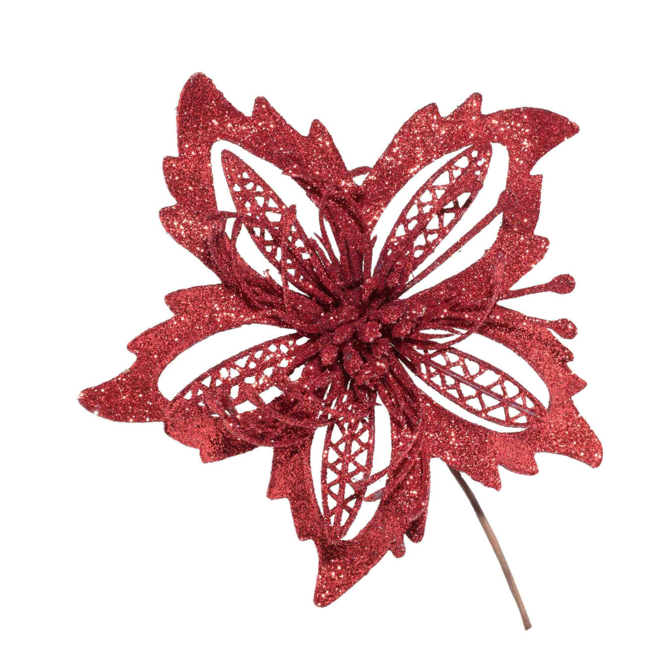 

Украшение декоративное, 13 см, пластик, красное, Пуансеттия, Flower decor