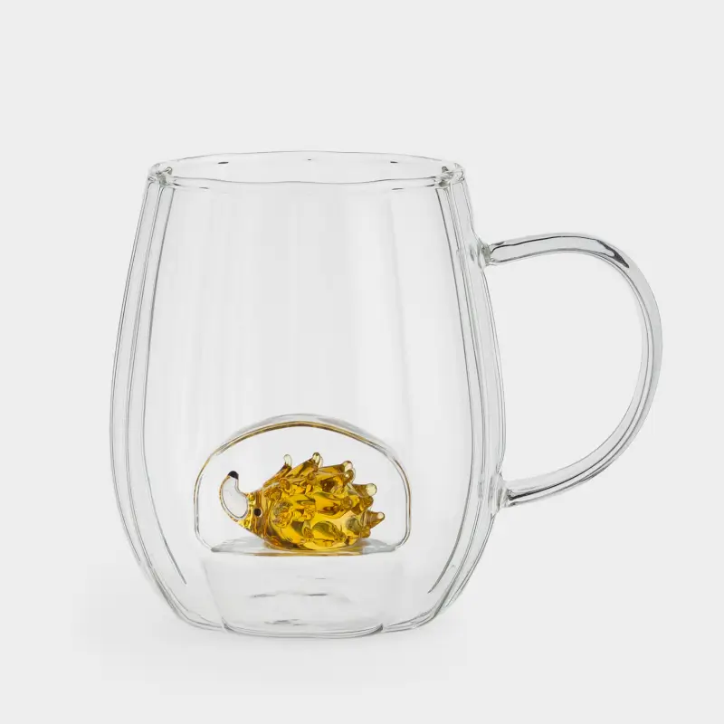 Кружка, 460 мл, стекло Б, Янтарный ежик, Camellia shape, image-0