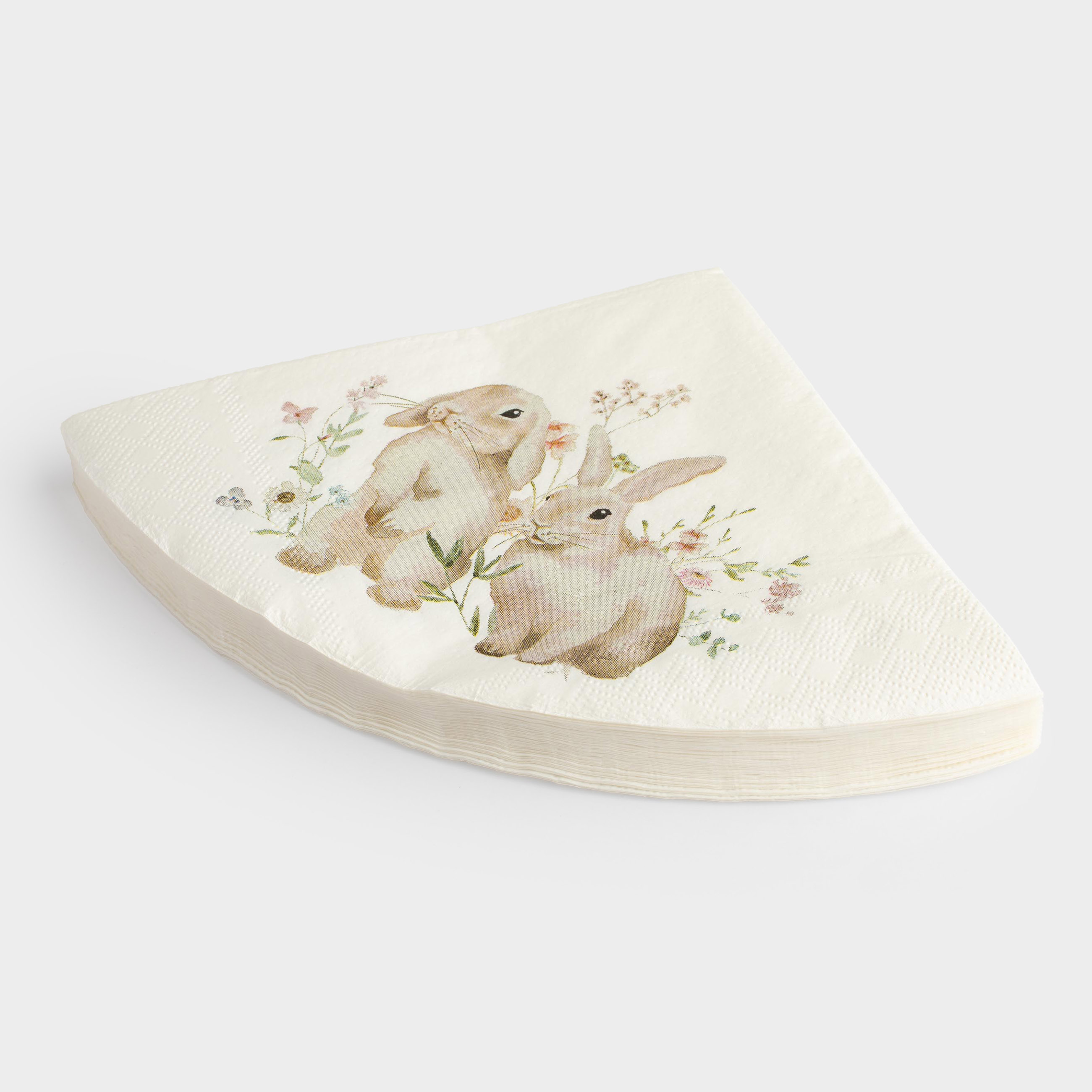 Салфетки бумажные, 33х33 см, 20 шт, круглые, белые, Кролики и цветы, Natural Easter, image-0
