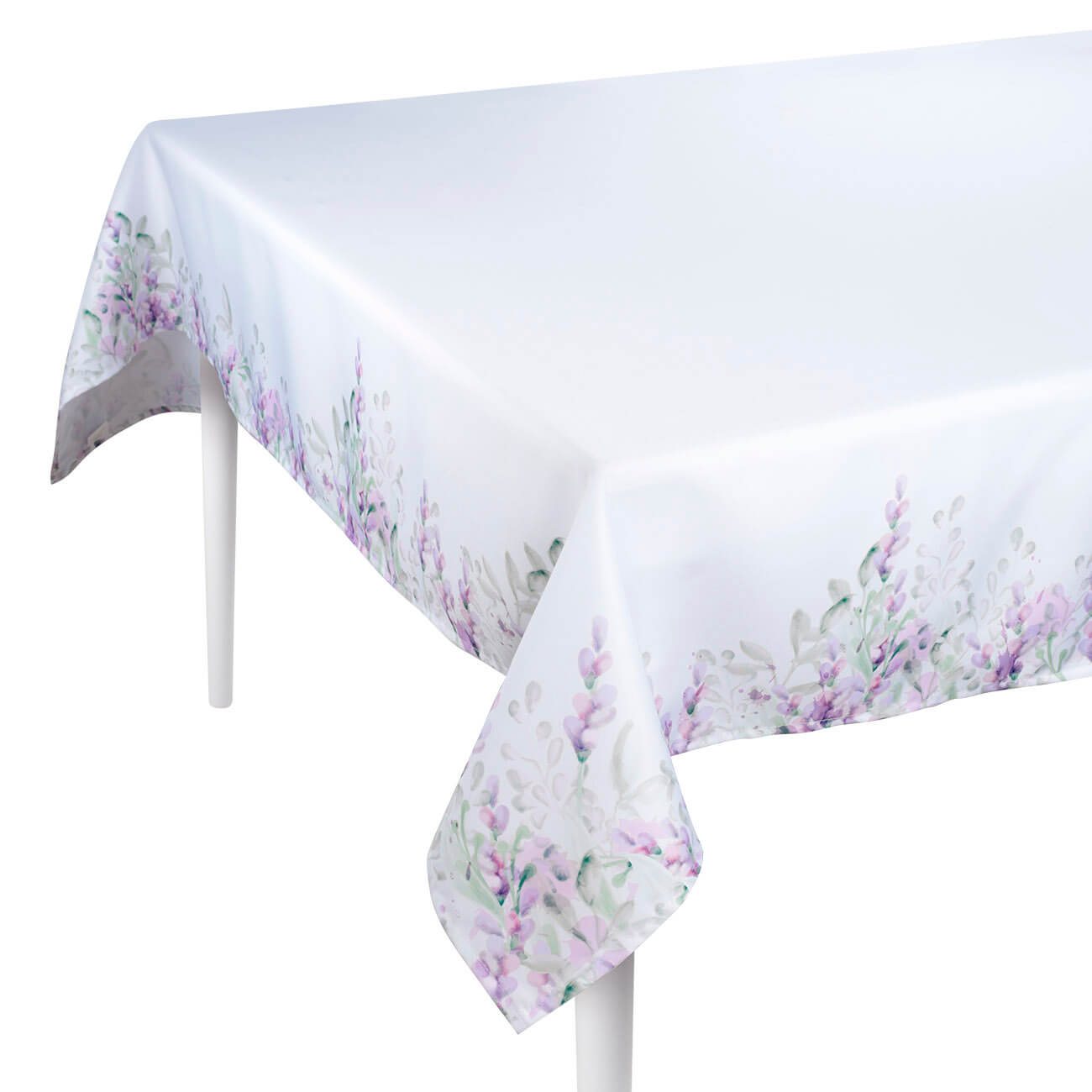 

Скатерть, 160х160 см, с покрытием Teflon, полиэстер, белая, Глициния, Wisteria