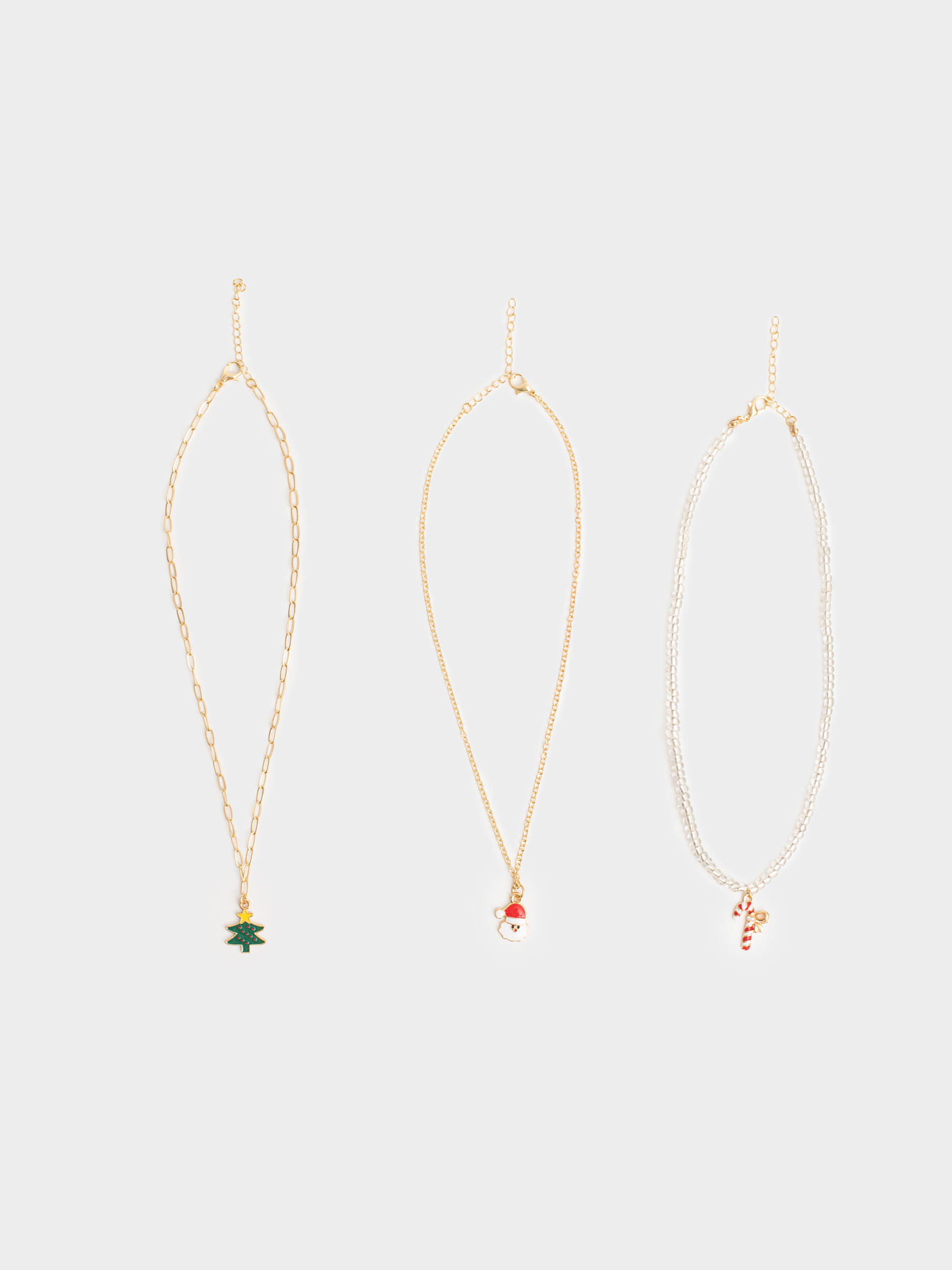 Цепочка, 40 см, 3 шт, детская, металл/стекло, золотистая/серебристая, Jewelry christmas, image-1