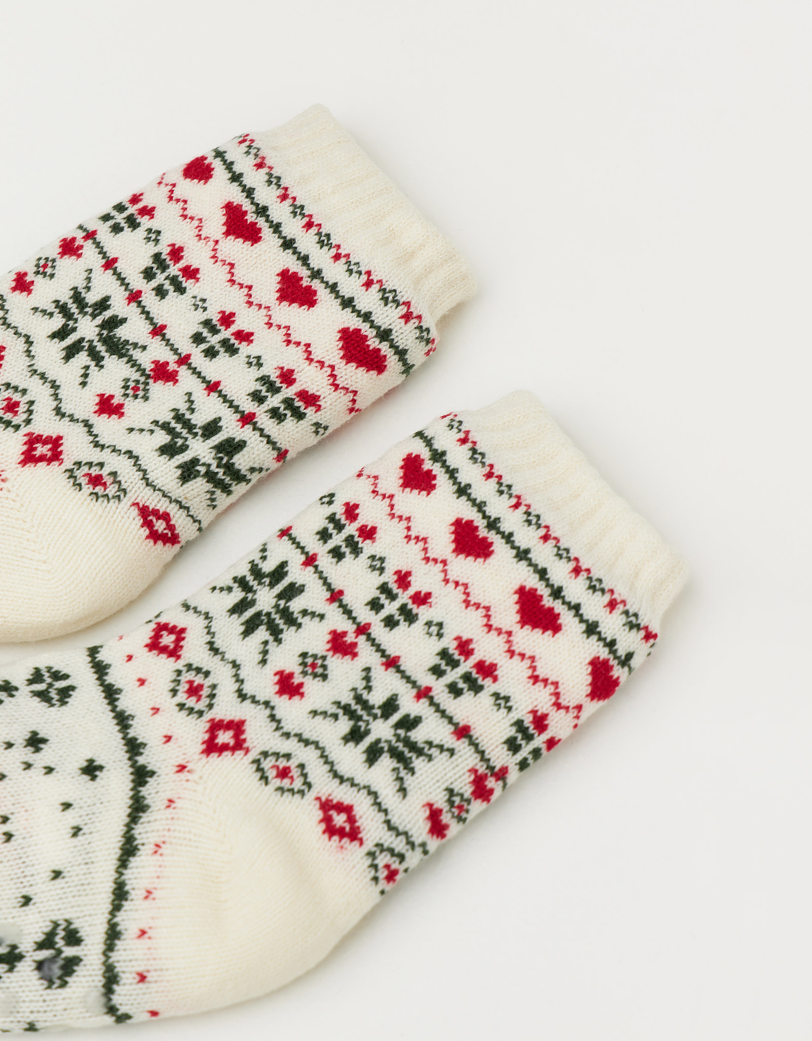 Носки женские, домашние, р. 36-38, акрил/шерпа, молочные, Зимний узор, Hot winter