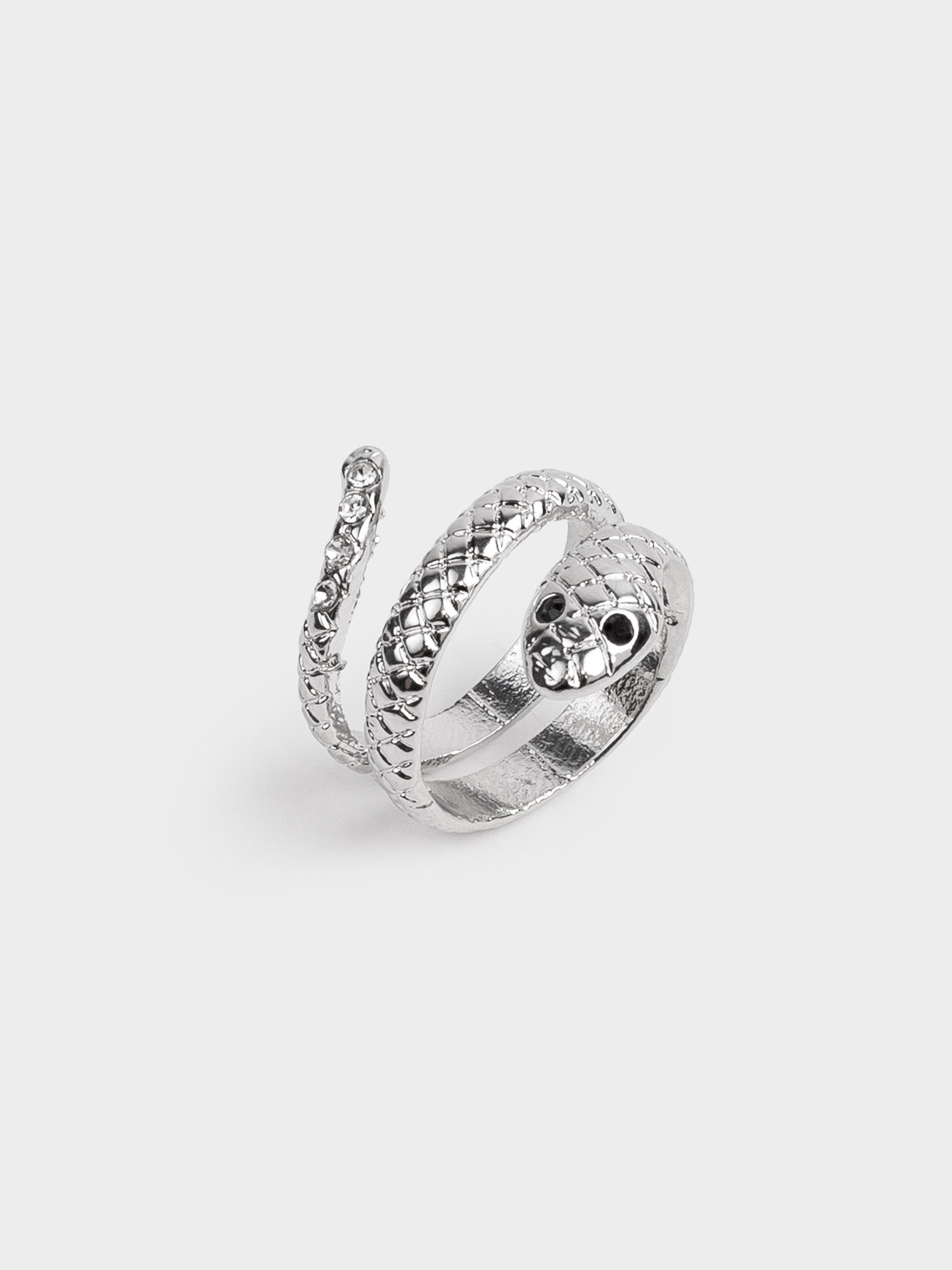 Кольцо, р. S-M, единый размер, металл, серебристое, Змея, Jewelry snake, image-2