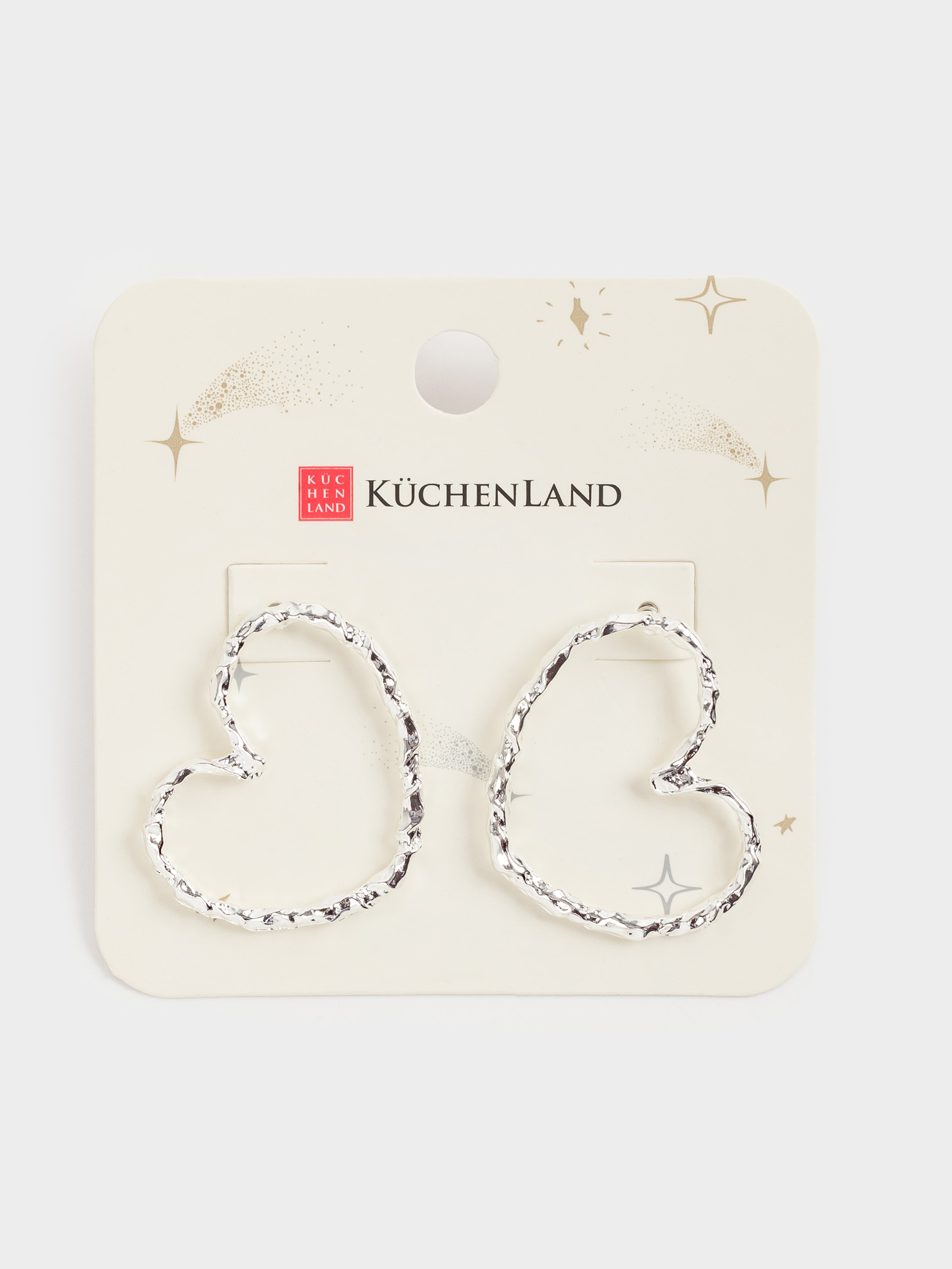 Серьги-пусеты, 4 см, 2 шт, металл, серебристые, Сердца, Jewelry heart, image-3