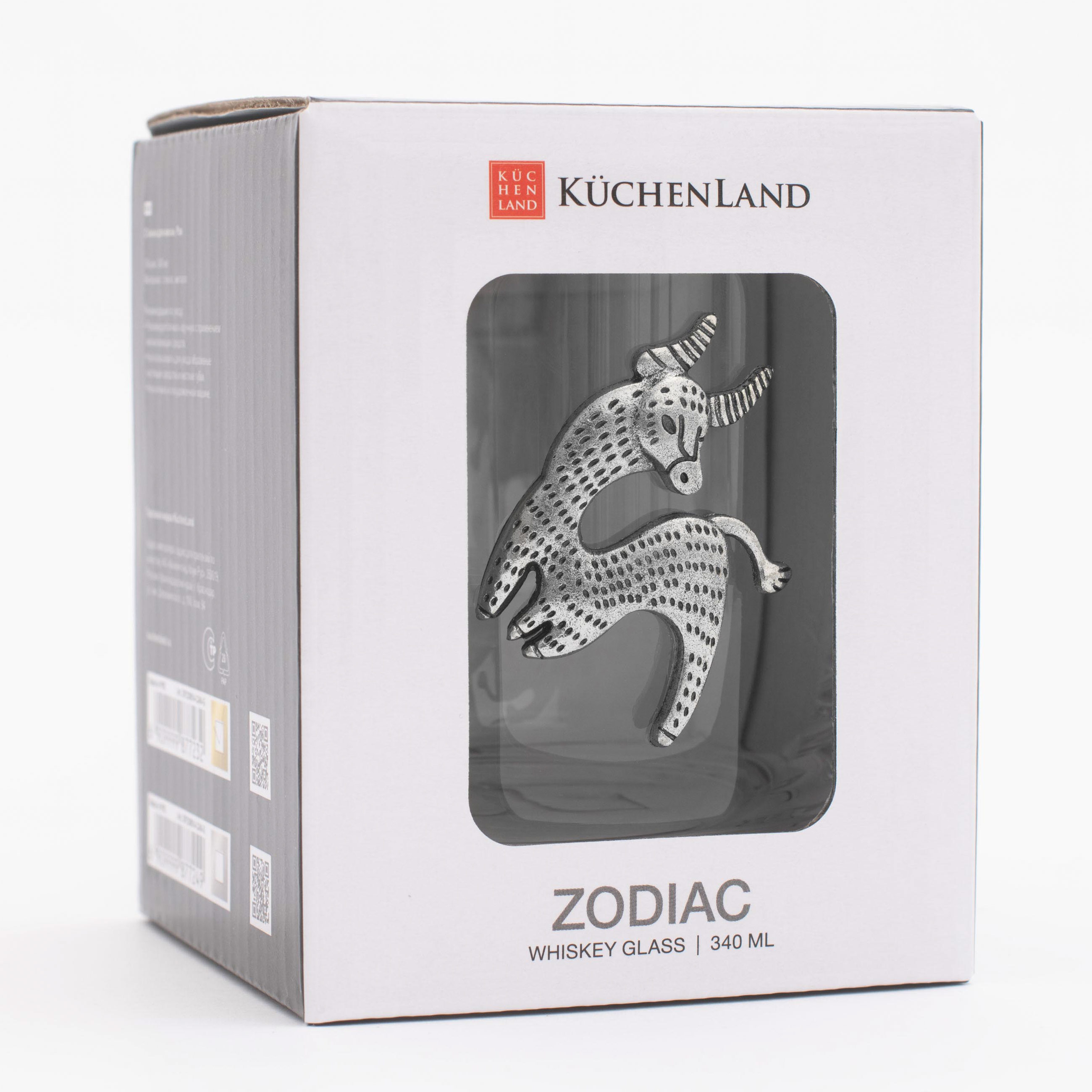 Стакан для виски, 10 см, 340 мл, стекло/металл, серебристый, Телец, Zodiac, image-5
