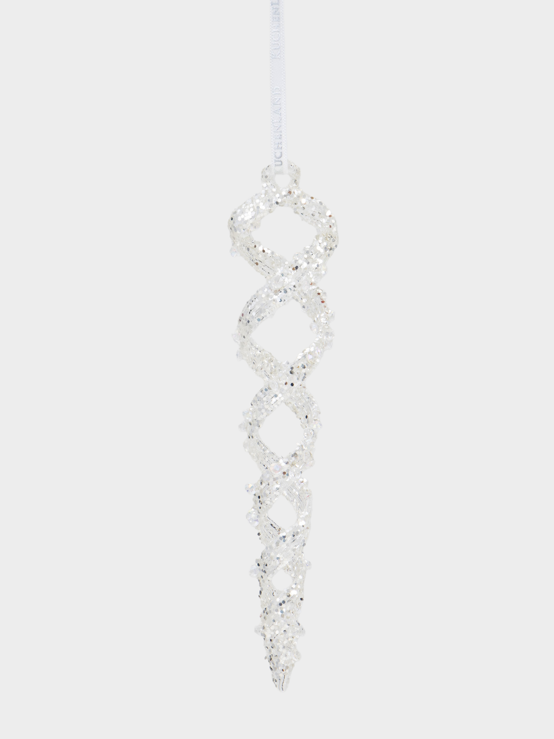 Игрушка елочная, 17 см, стекло, с блестками, серебристая, Сосулька, Figure sparkle, image-0