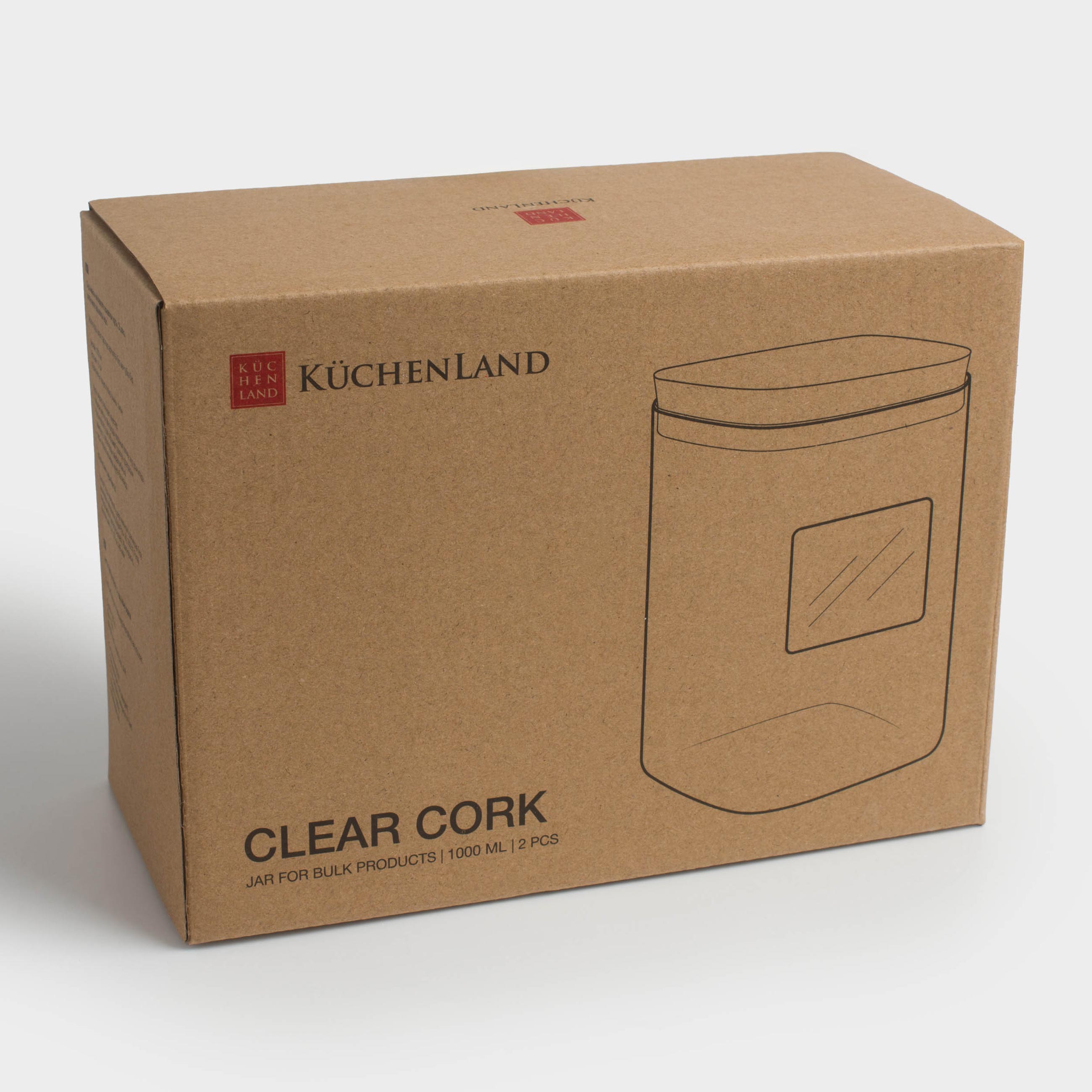 Банка для сыпучих продуктов, 1 л, 2 шт, поле для надписи, стекло Б/пробка, Clear cork, image-5