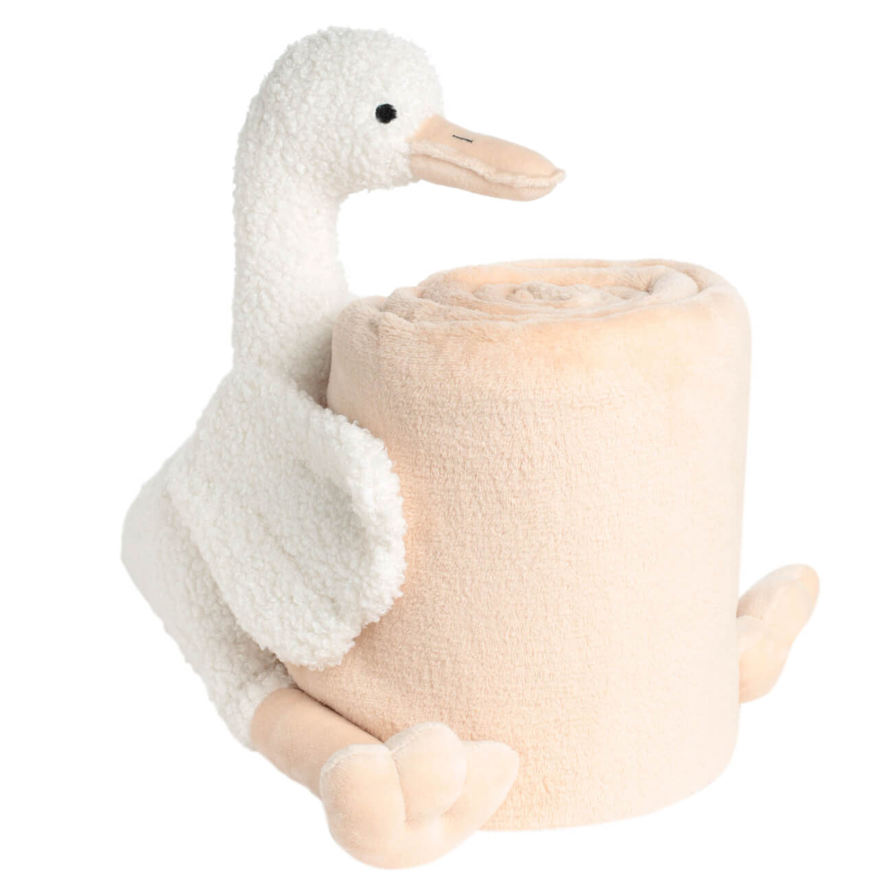 

Плед с игрушкой, 130х150 см, флис/полиэстер, молочный, Гусь, Goose