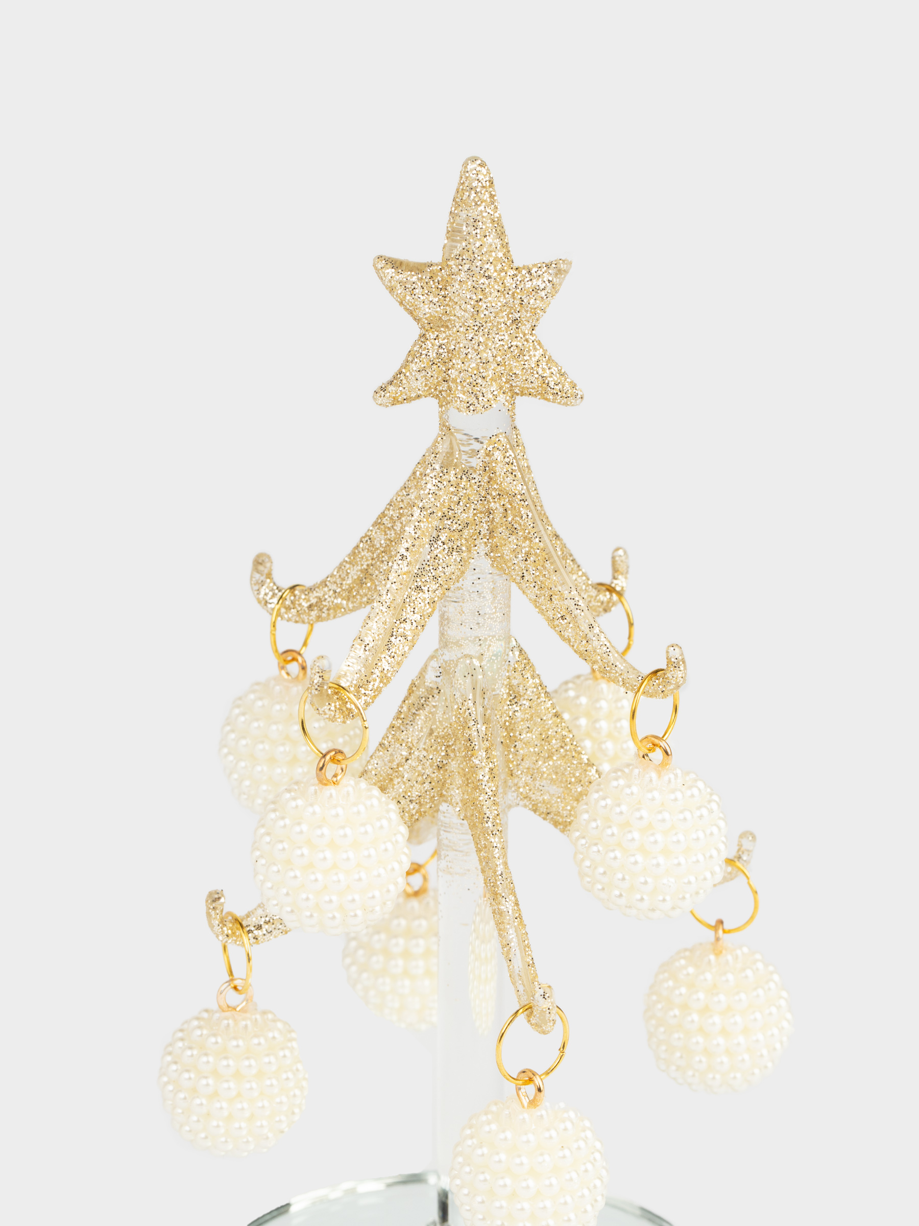 Статуэтка, 15 см, с подвесками, стекло, зеленая, Ель с шишками, Christmas vitreous, image-4