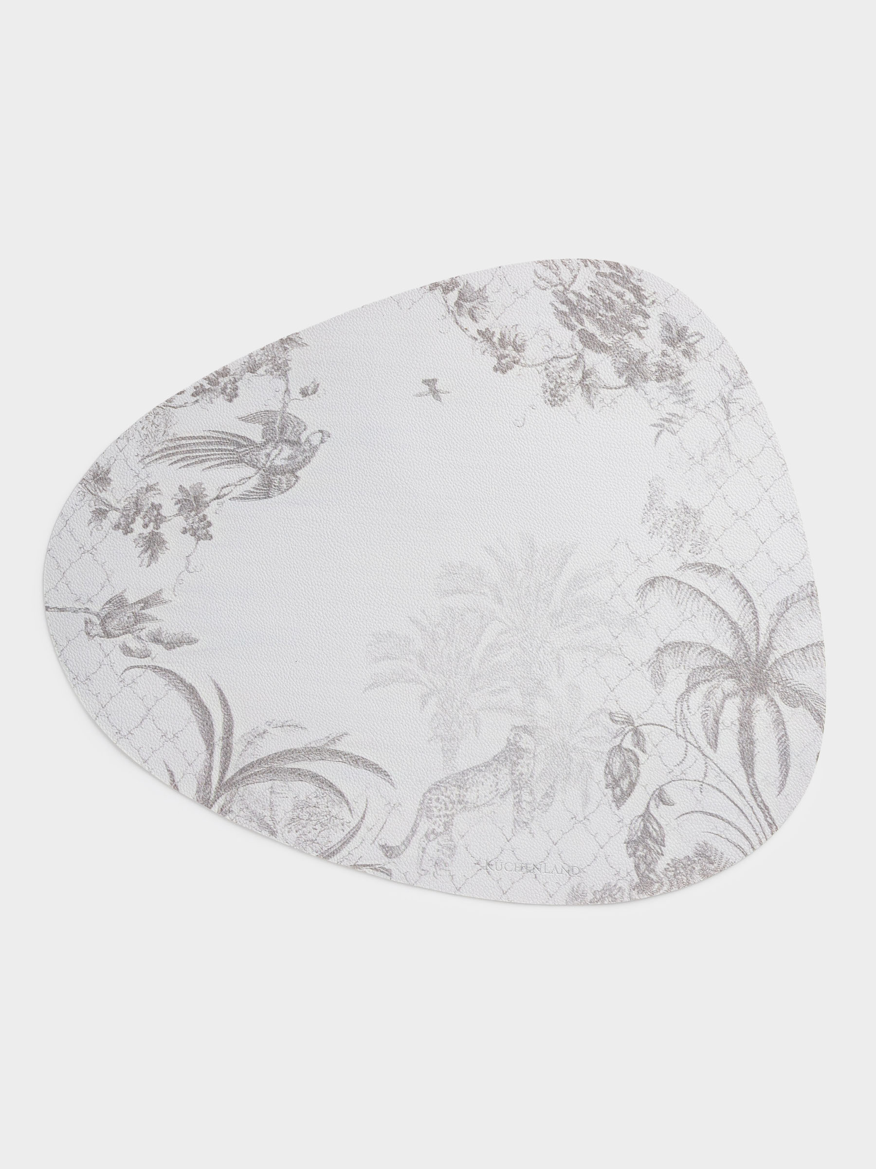 Салфетка под приборы, 37х45 см, ПВХ, фигурная, светло-серая, Джунгли, Rock print