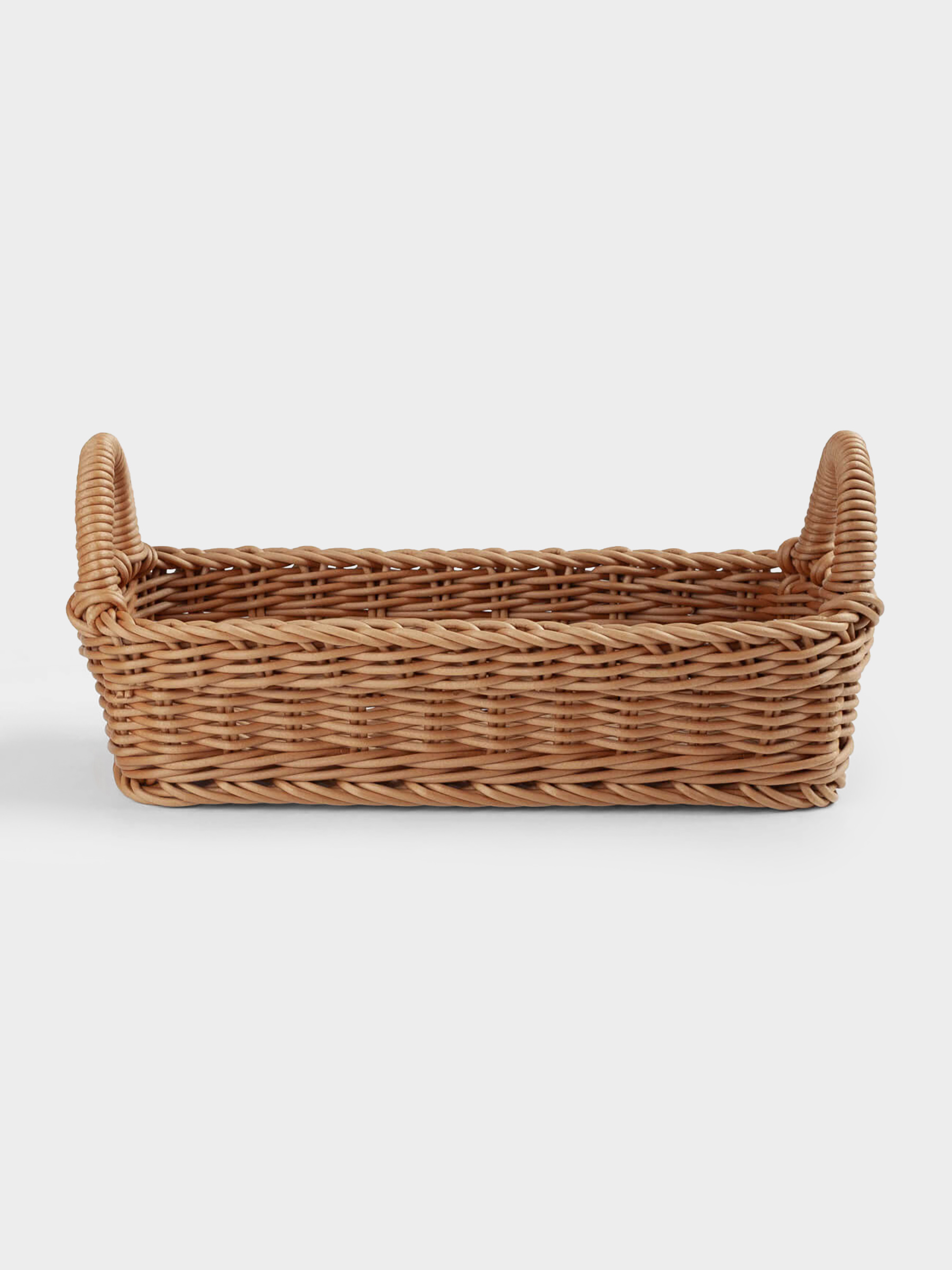 Корзина для продуктов, 28x11 см, с ручками, ротанг, прямоугольная, коричневая, Twig, image-1