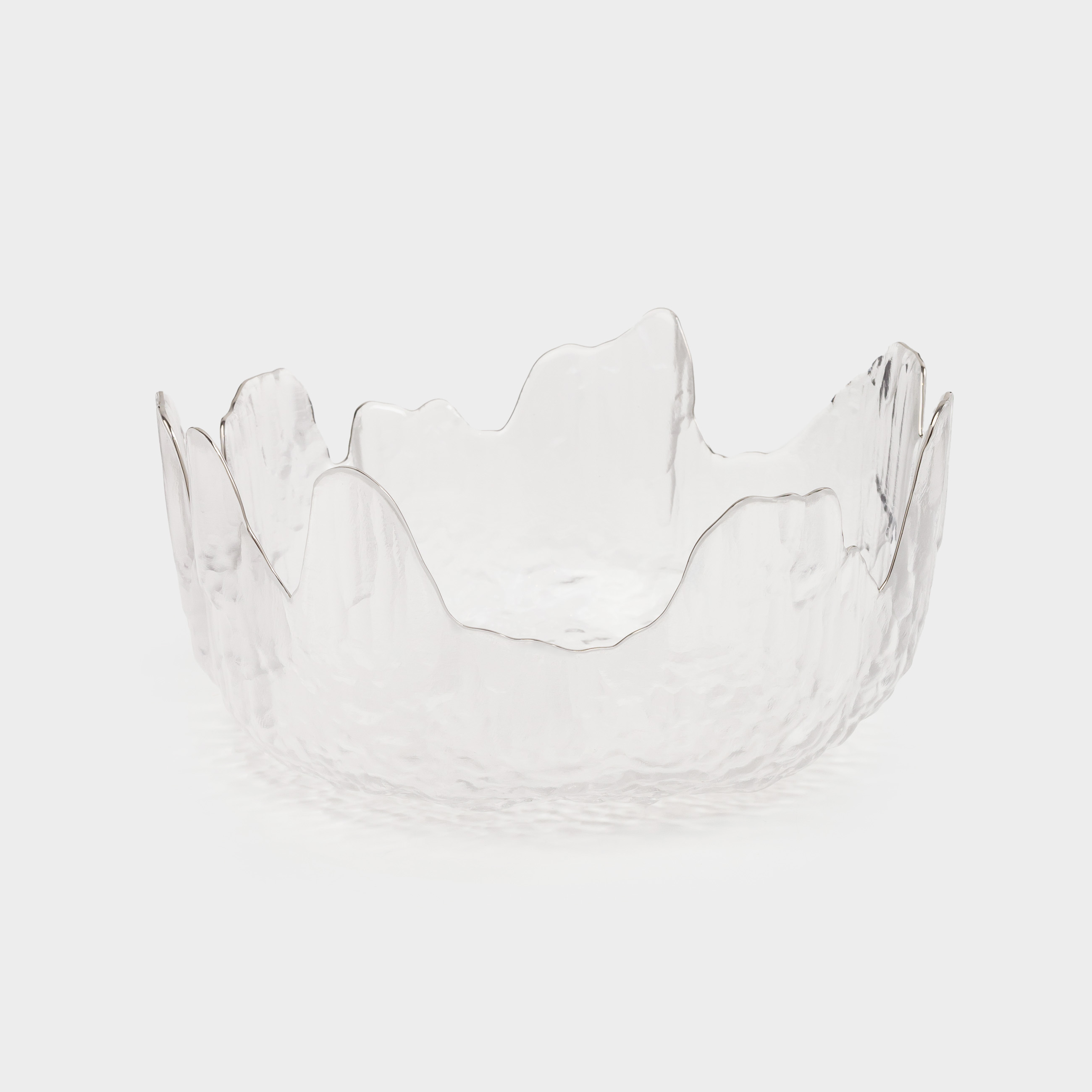 Салатник, 20х9 см, 1,1 л, стекло, с серебристым кантом, Nautilus silver, image-0