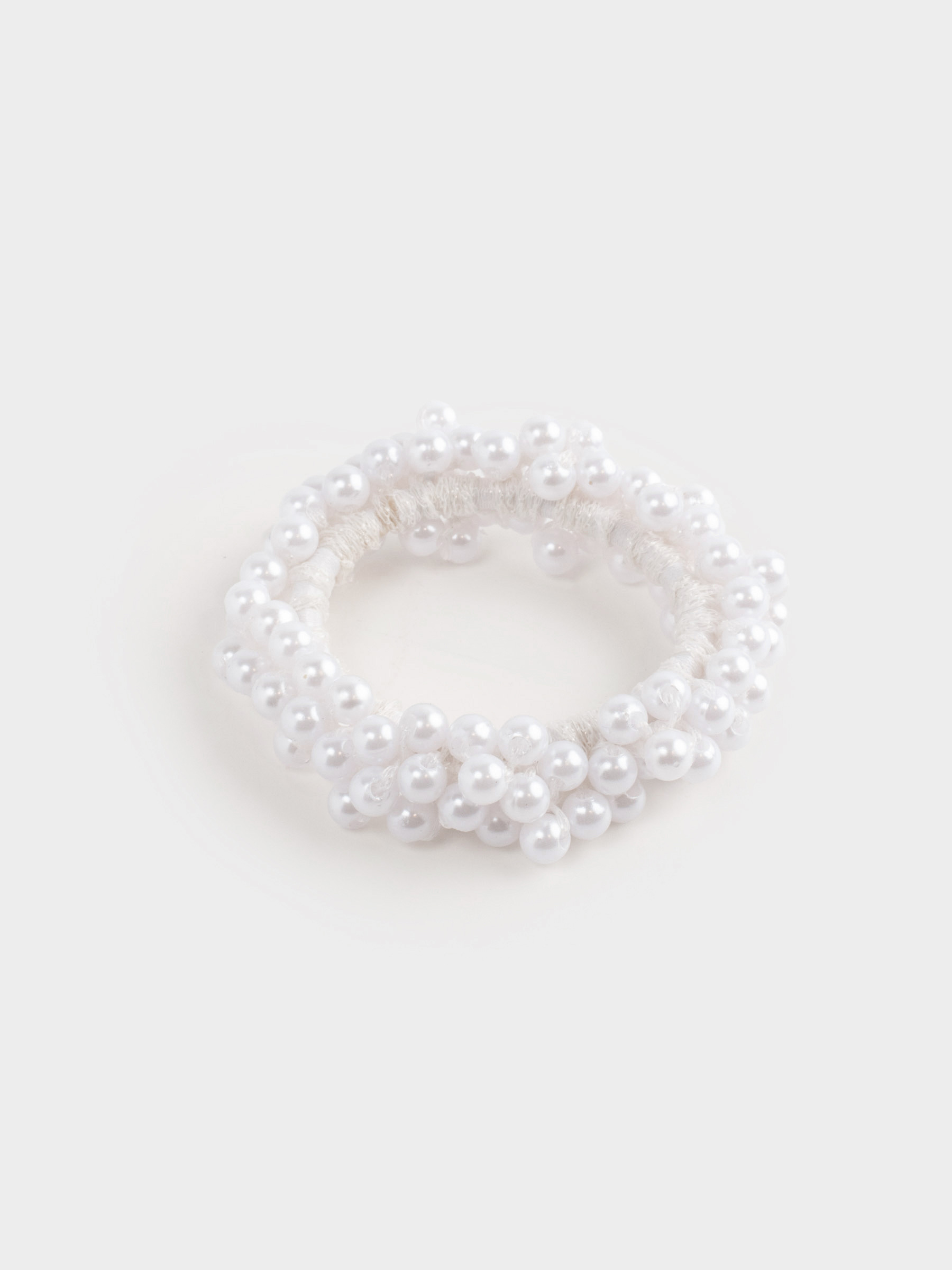 Резинка для волос, 6 см, пластик, белая, Жемчужины, Pearl, image-1