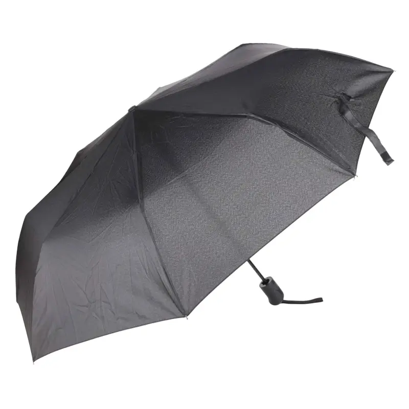 Зонт, 56 см, складной, полу-автоматический, эпонж, черный, Rainy ,image-0