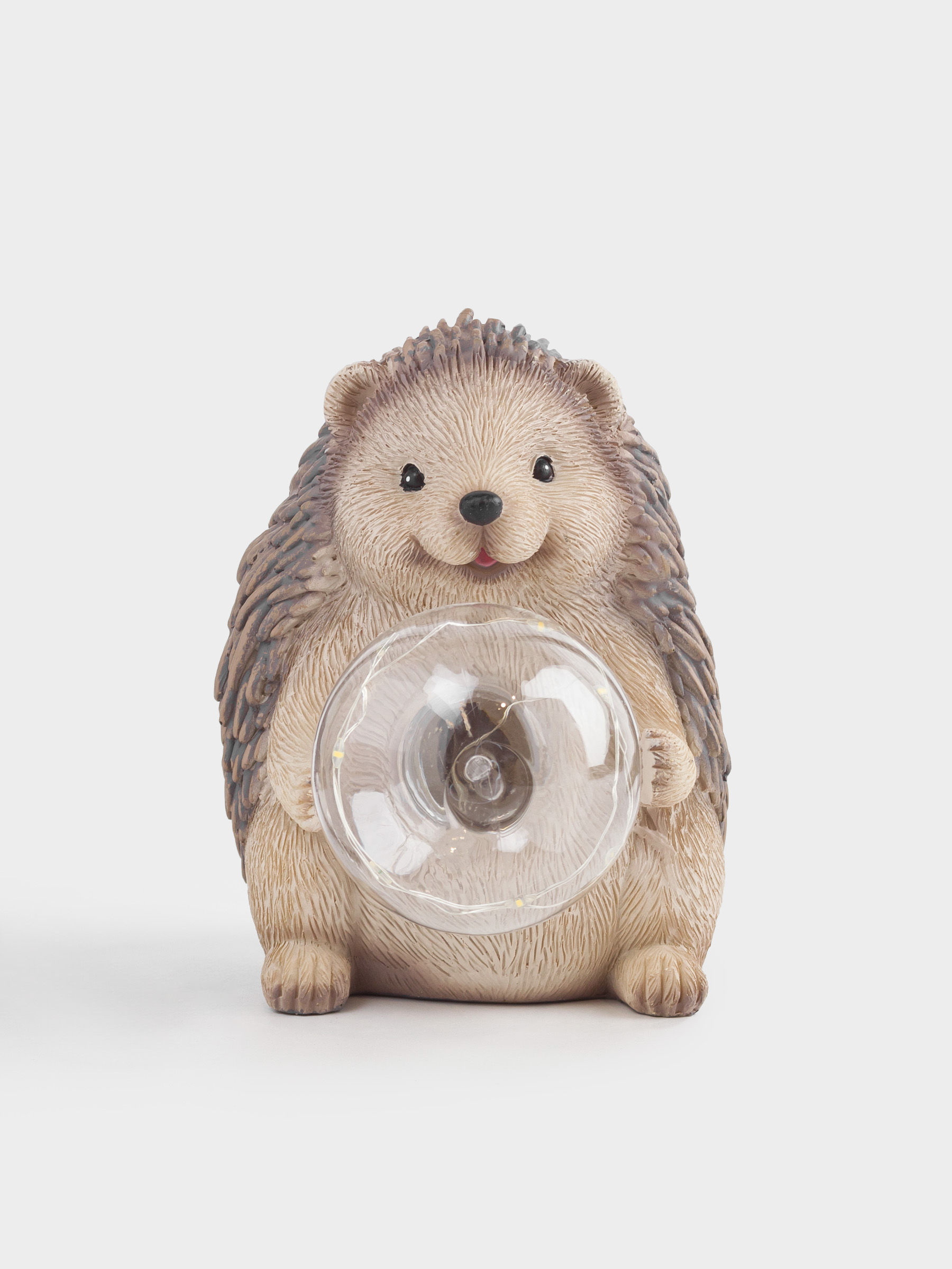 Статуэтка с подсветкой, 13 см, полирезин/стекло, серо-коричневая, Еж, Hedgehog, image-0